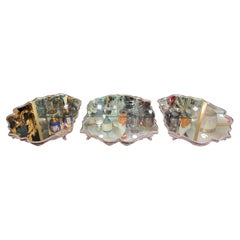 Antique French Louis XV style  Three Piece Mirrored Silver Plate Plateau