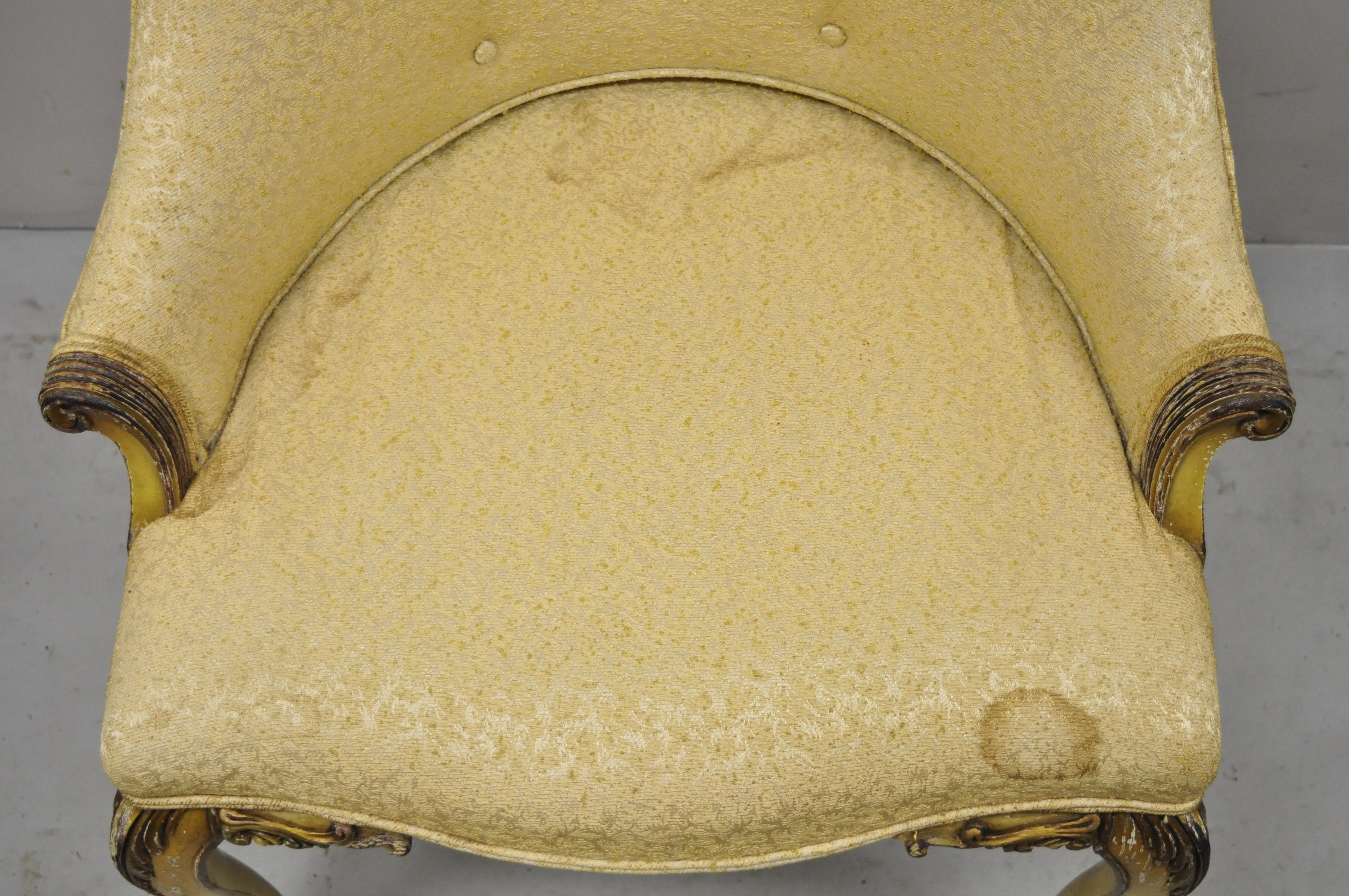 Antiker französischer Louis XV-Stil gepolsterter cremefarben lackierter Waschtisch-Beistellstuhl im Zustand „Gut“ im Angebot in Philadelphia, PA