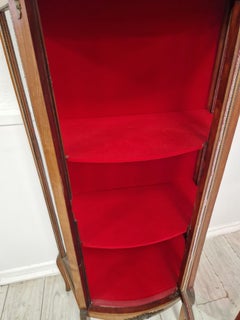 Antique French Louis XV Style Vitrine, Cherrywood, Rococo Design, 1890