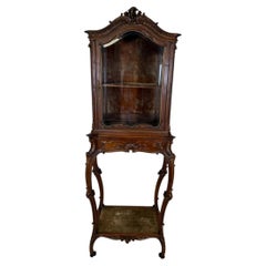 Antique French Louis XV Style Vitrine , Rococo Revival Secretary