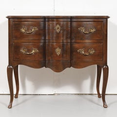 Antique French Louis XV-Style Walnut Petite Serpentine Commode Sauteuse