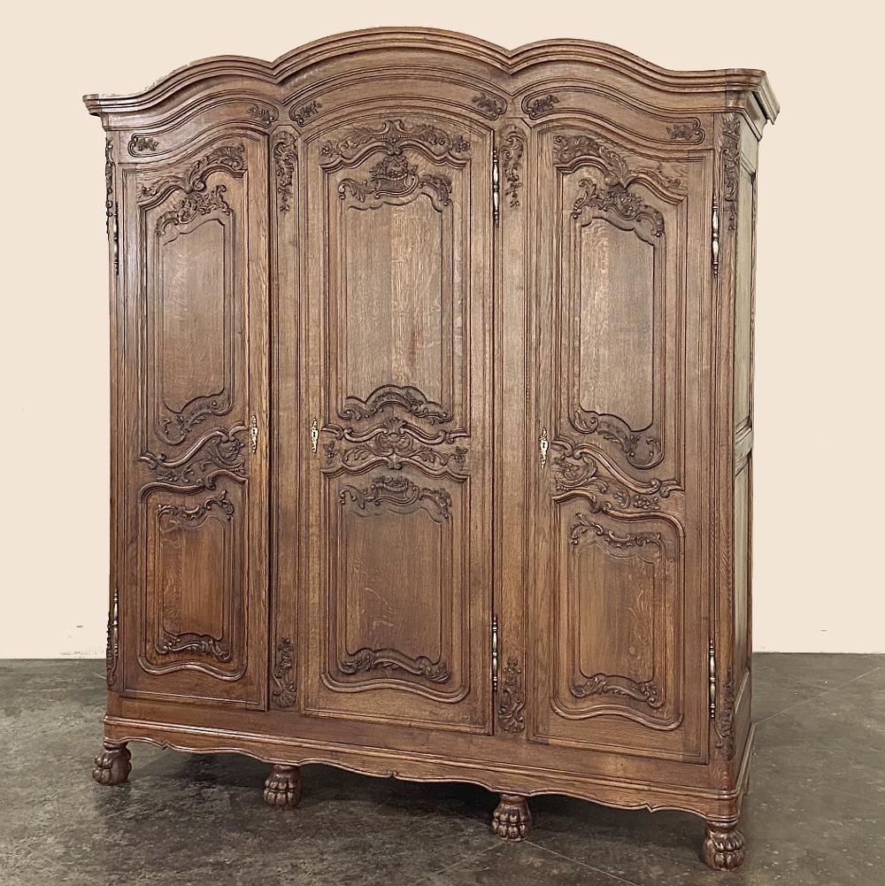 Hand-Crafted Antique French Louis XV Triple Armoire For Sale