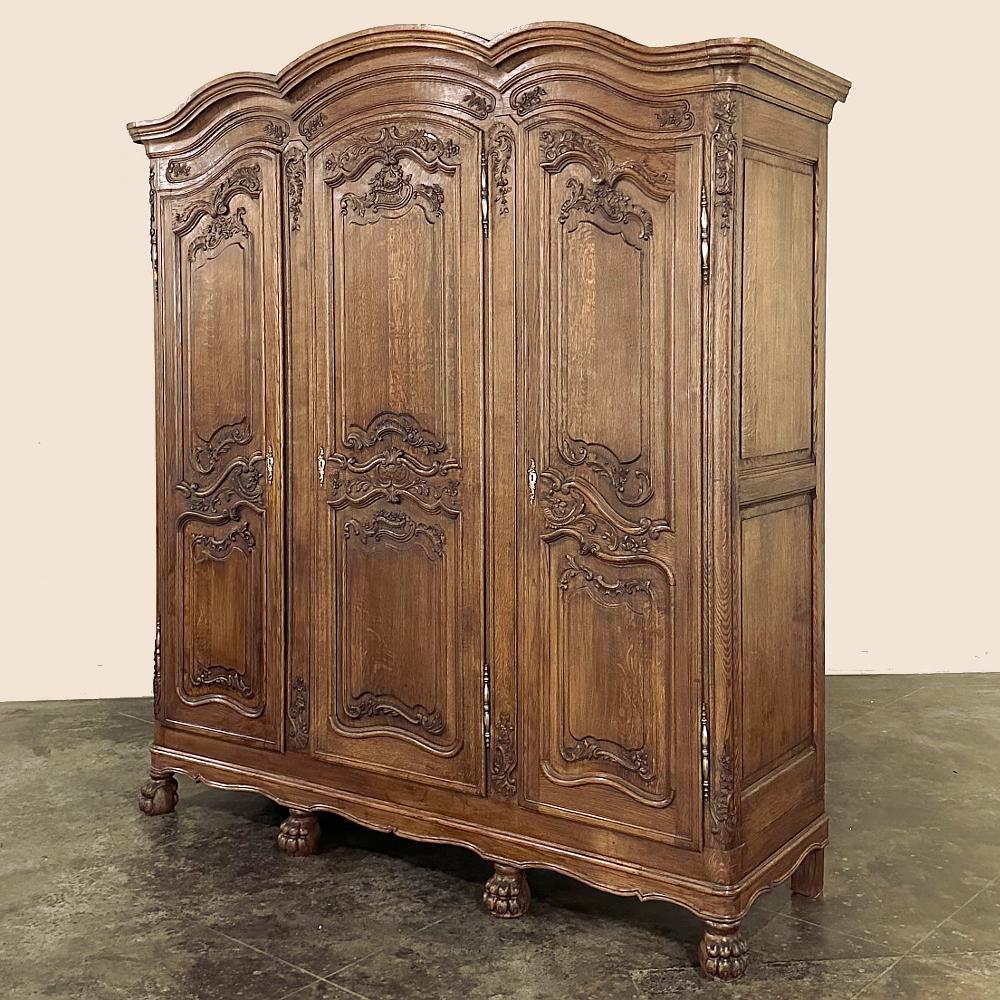20th Century Antique French Louis XV Triple Armoire For Sale