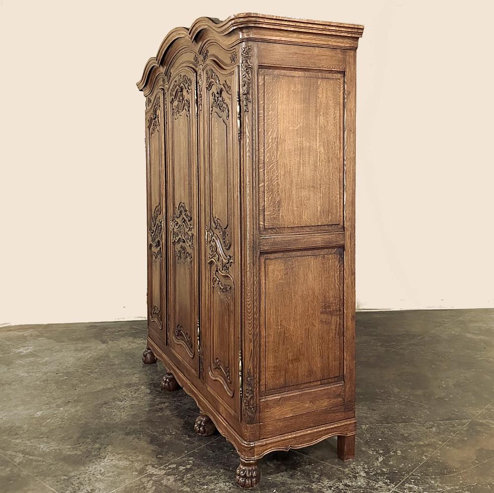 Brass Antique French Louis XV Triple Armoire For Sale