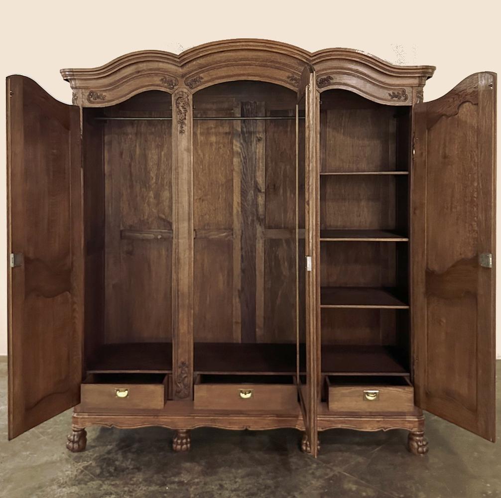 Antique French Louis XV Triple Armoire For Sale 3