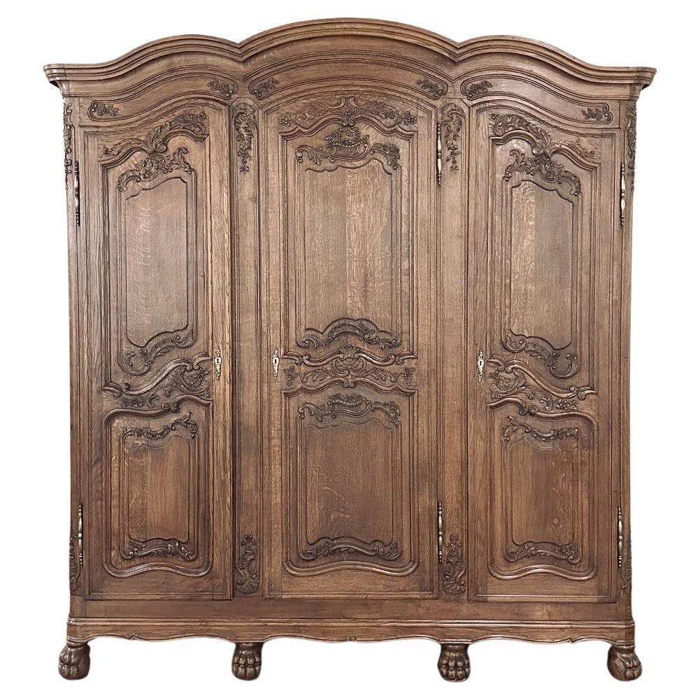 Antique French Louis XV Triple Armoire For Sale