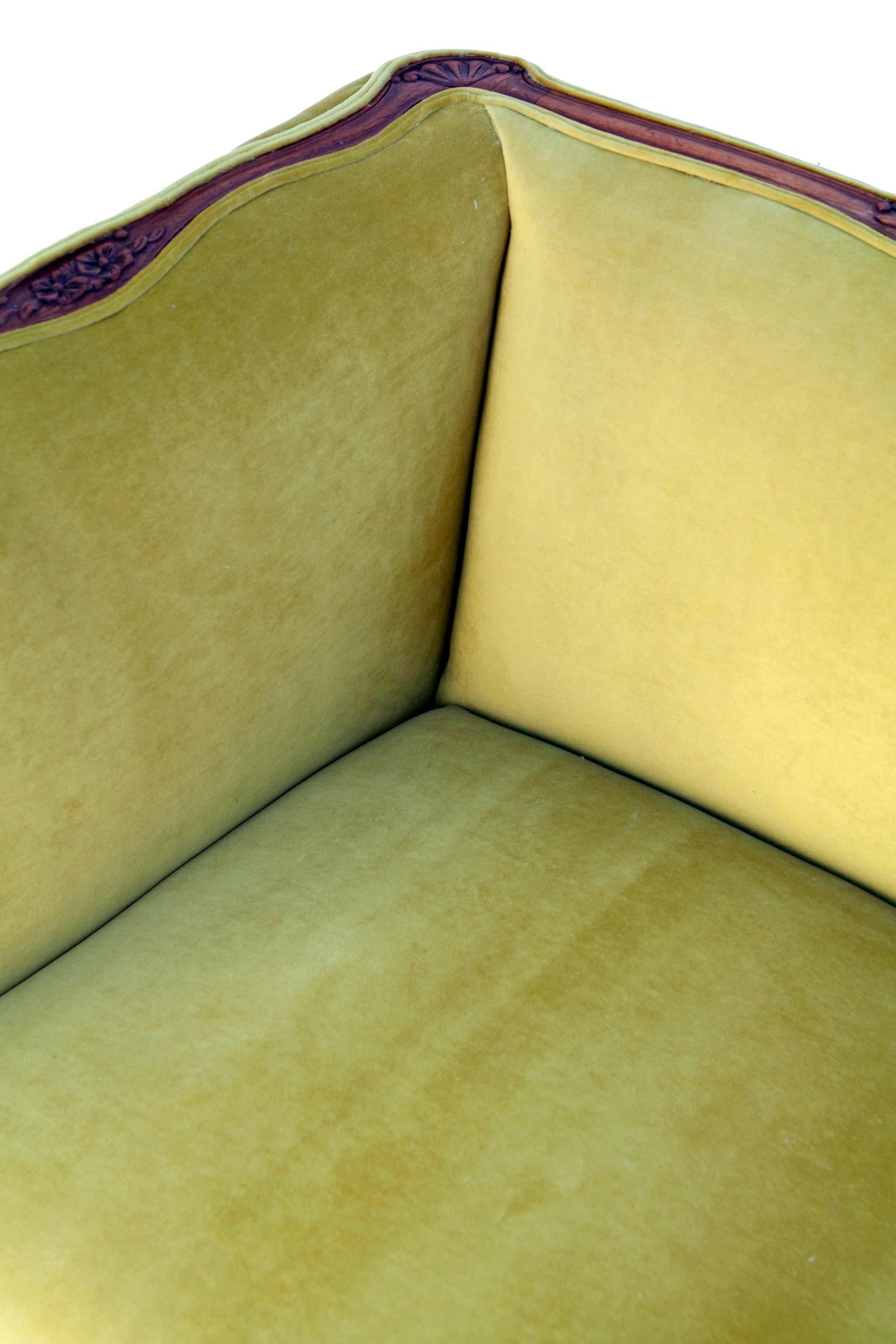 20th Century Antique French Louis XV Velvet Sofa For Sale