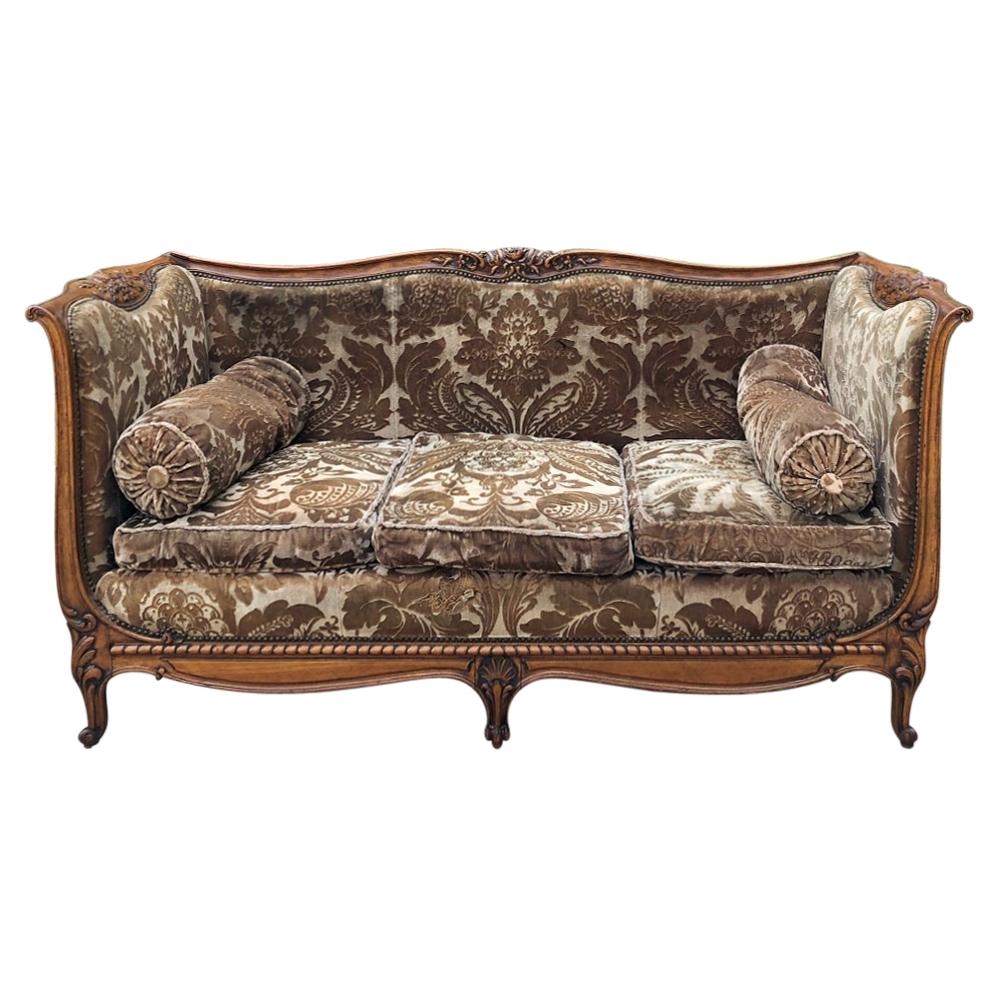 French Louis XVI Style Giltwood Antique Settee Sofa Canape c. 1900 at