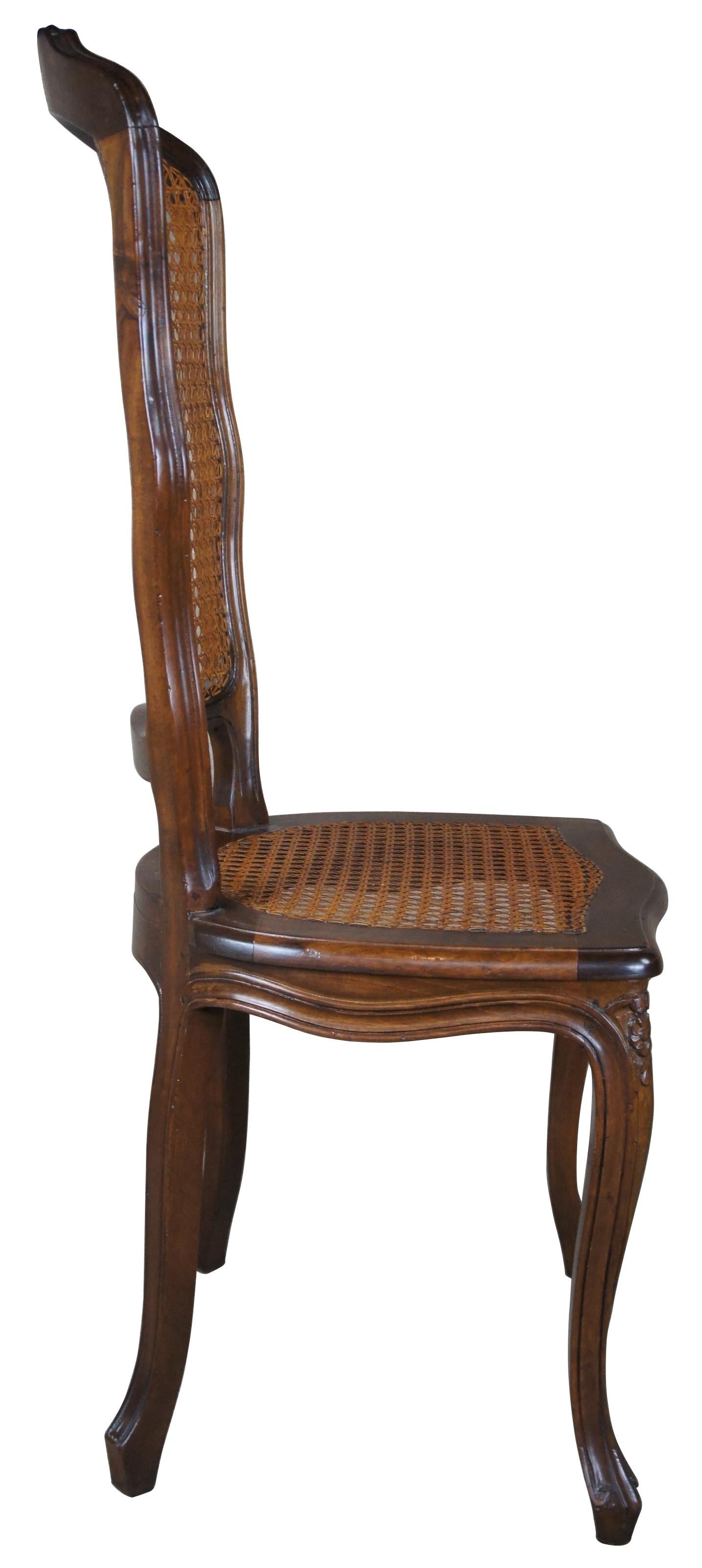 Antique French Louis XV Walnut Dining Side Chair High Back Caned Provincial In Good Condition In Dayton, OH