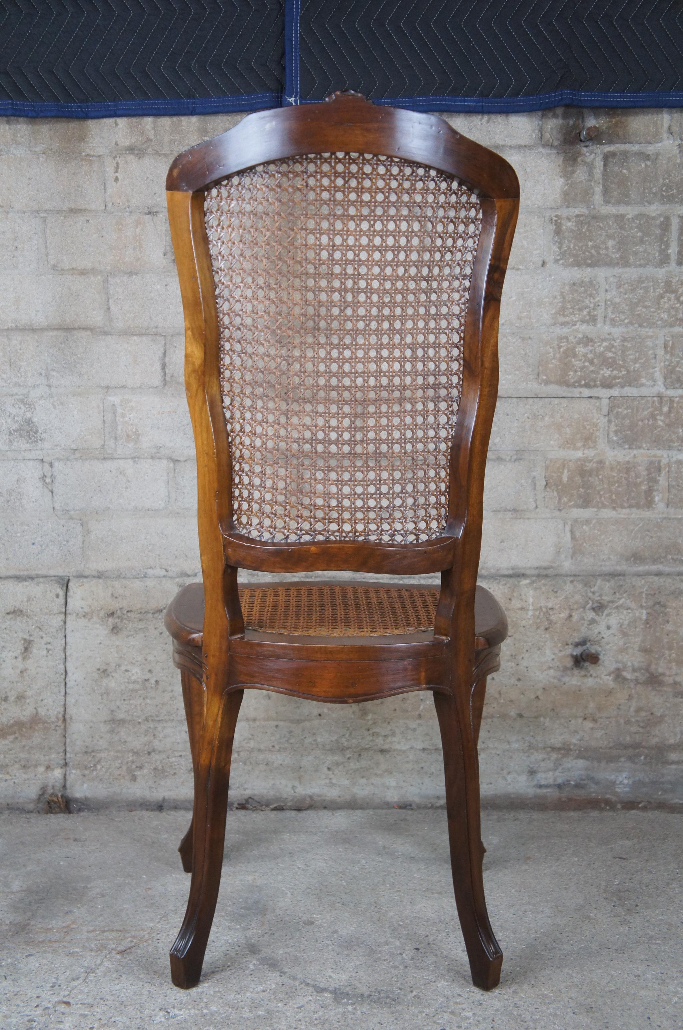 20th Century Antique French Louis XV Walnut Dining Side Chair High Back Caned Provincial