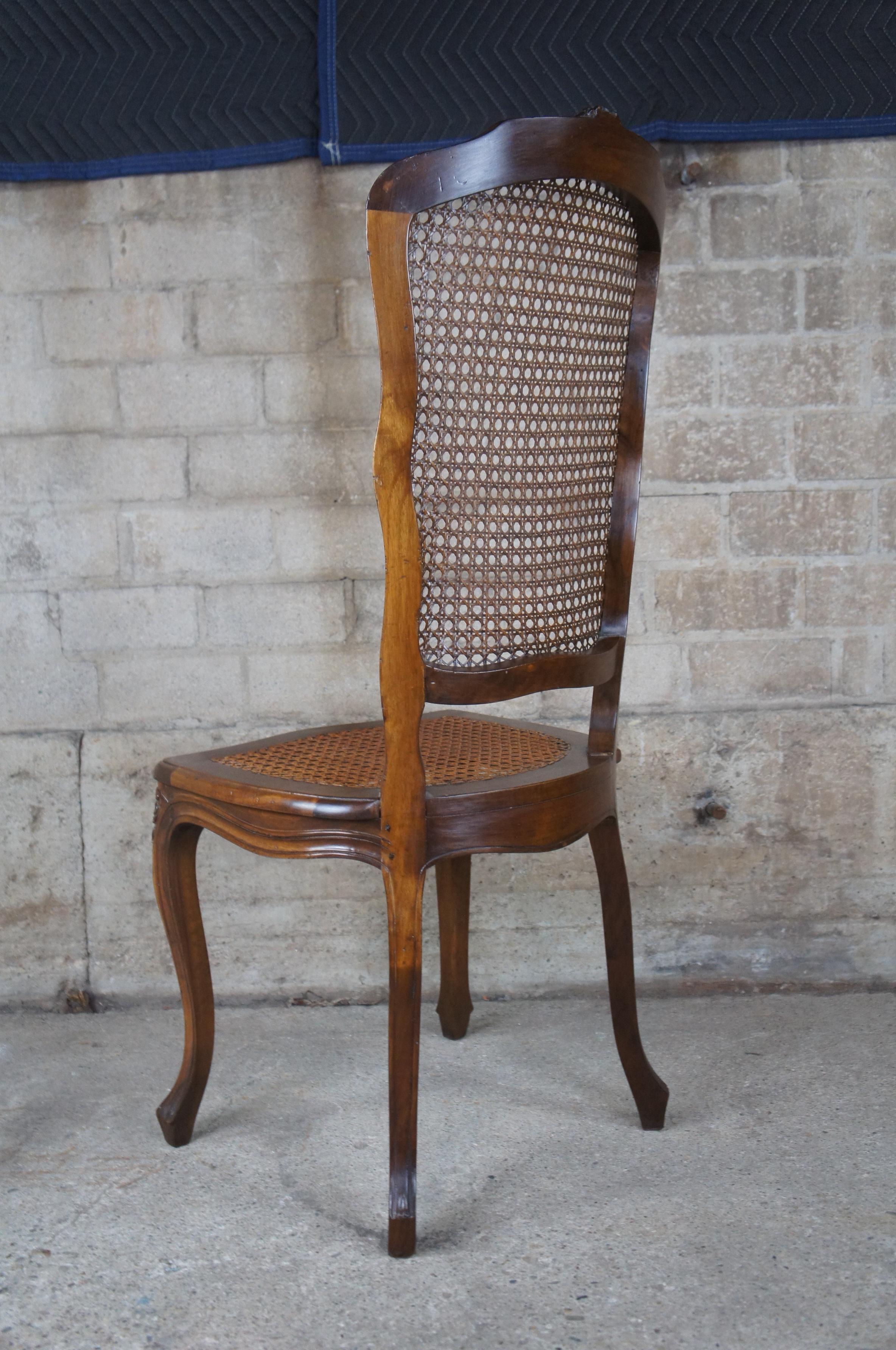 Antique French Louis XV Walnut Dining Side Chair High Back Caned Provincial 1