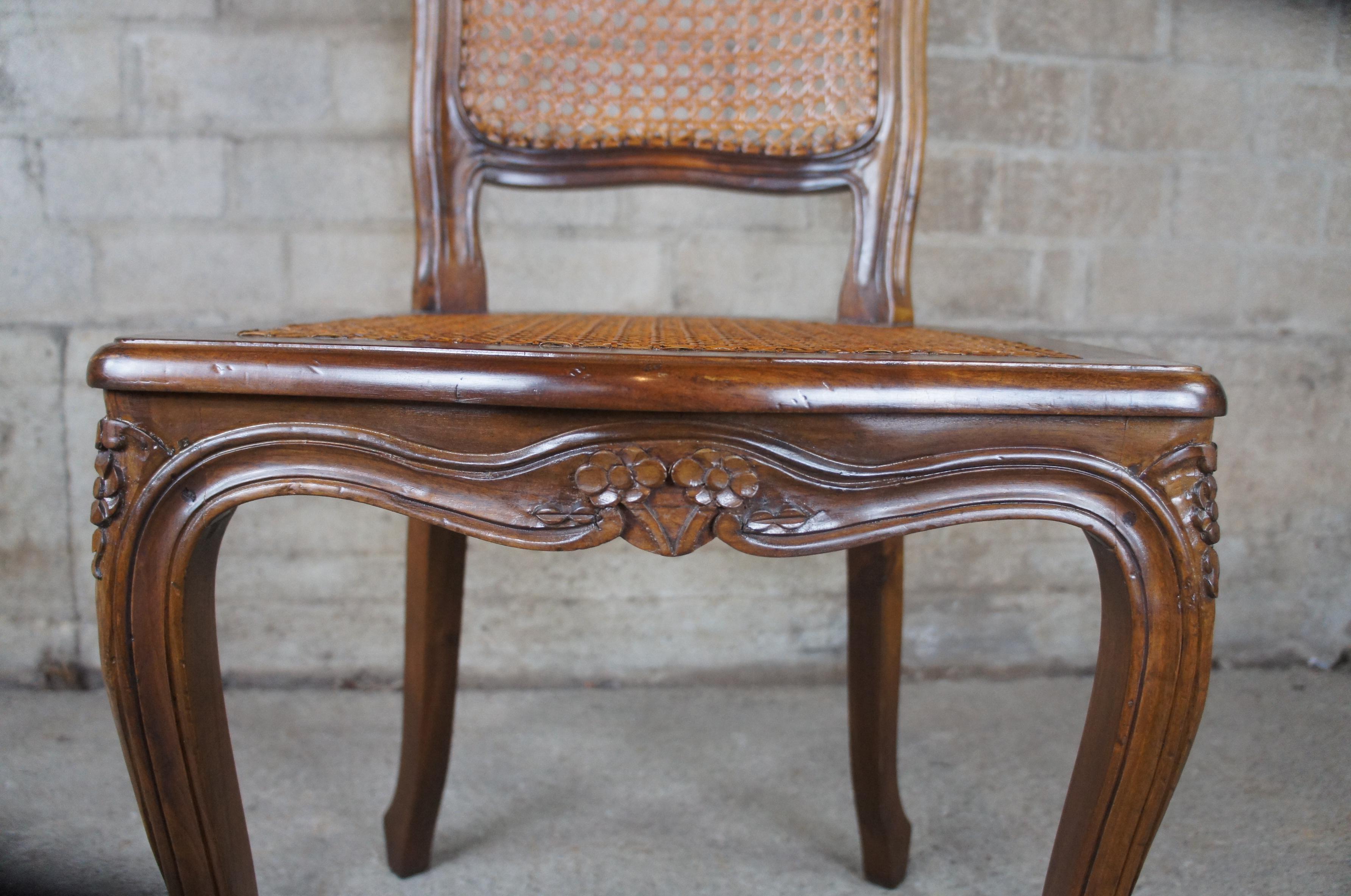 Antique French Louis XV Walnut Dining Side Chair High Back Caned Provincial 3