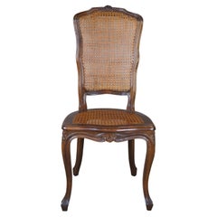 Antique French Louis XV Walnut Dining Side Chair High Back Caned Provincial