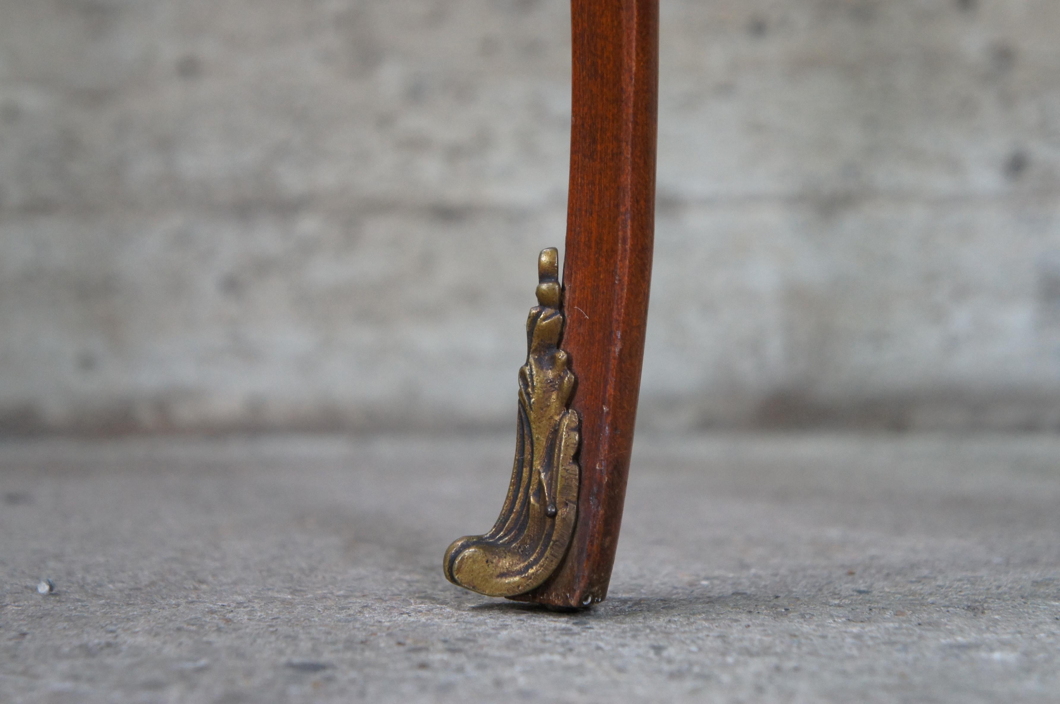 Antique French Louis XV Walnut Gueridon Bouillotte Side Table w Brass Gallery 21 2