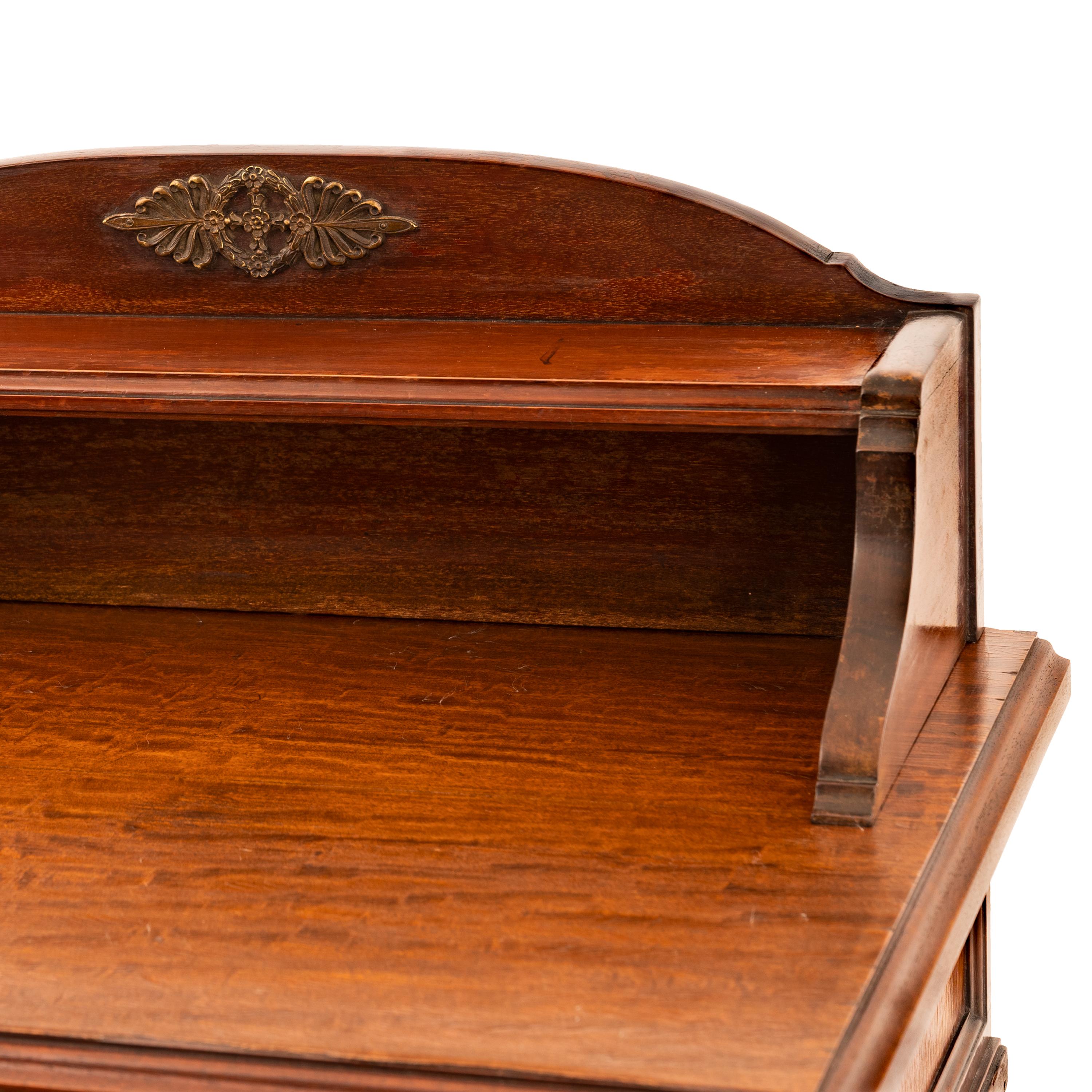 Antique French Louis XV Walnut Ormolu Tambour Roll Top File