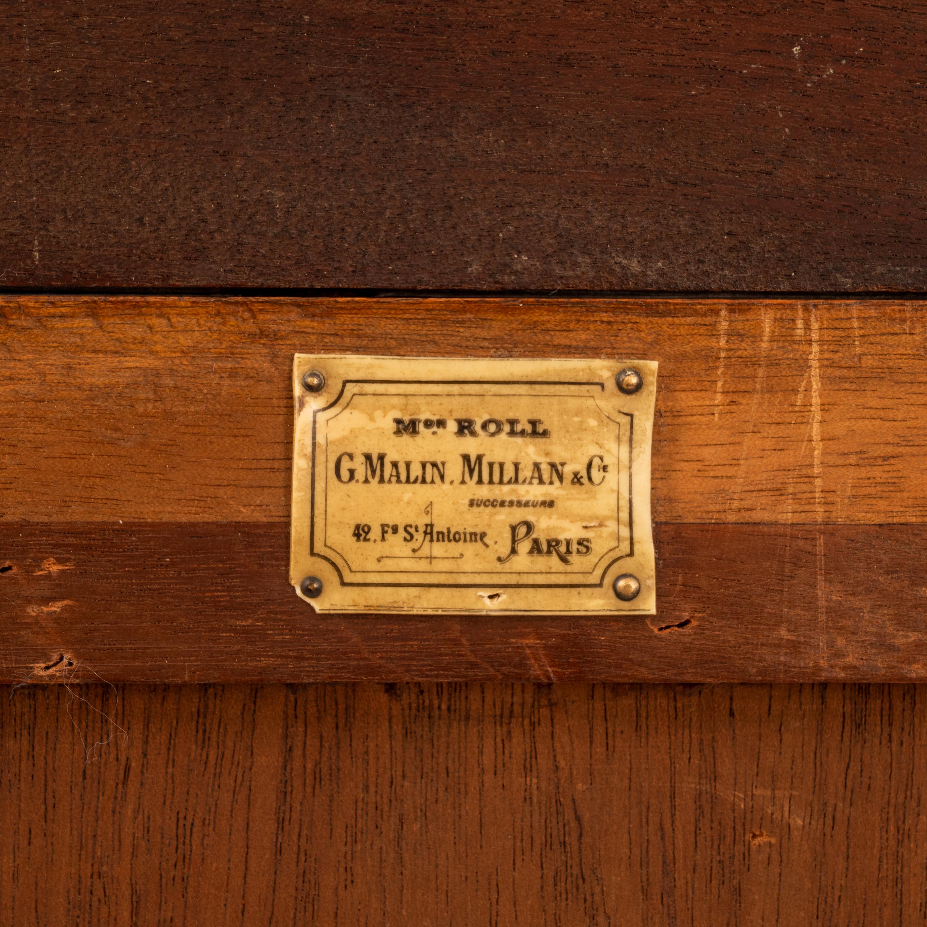 Antique French Louis XV Walnut Ormolu Tambour Roll Top File Cabinet Paris 1900 8