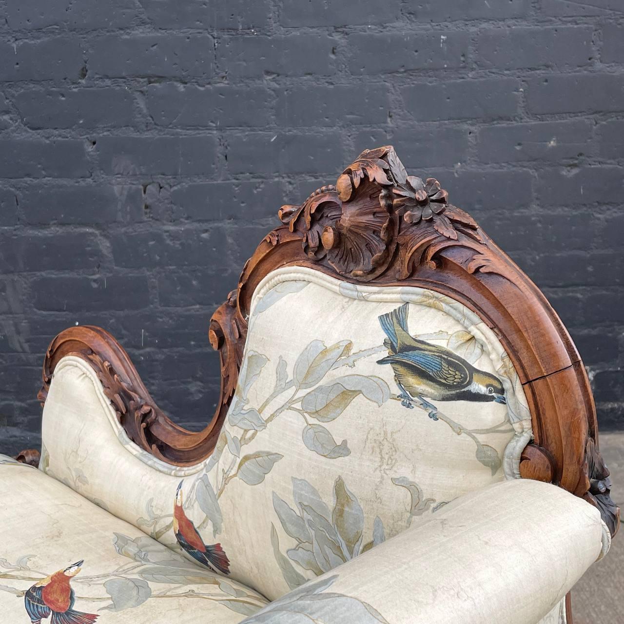 Antique French Louis XV Walnut Petite Chaise Lounge 3