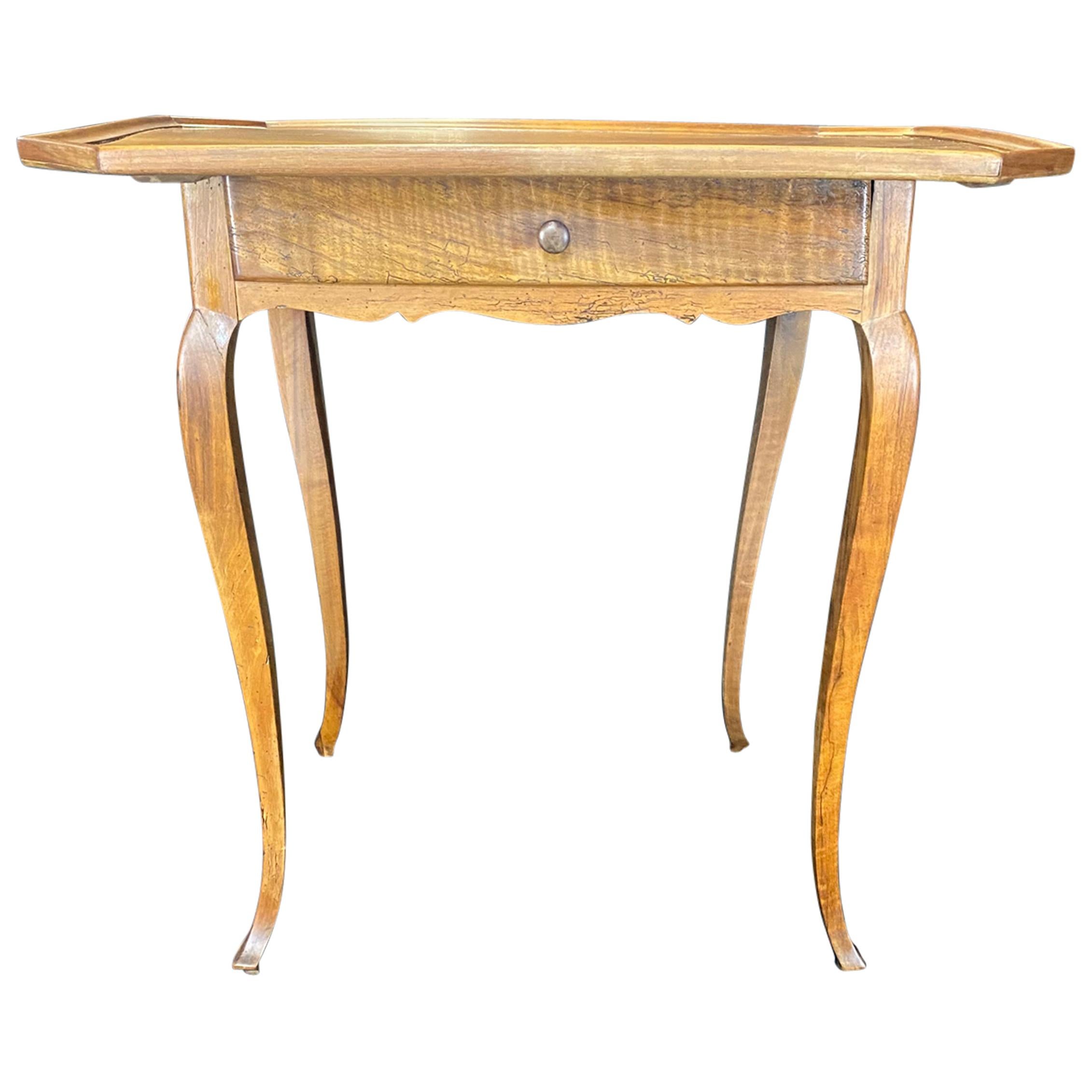 Antique French Louis XV Walnut Side Table with Lovely Raised Gallery