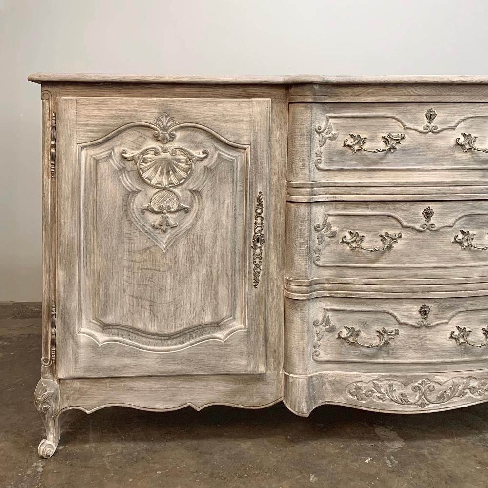 French Provincial Antique French Louis XV Whitewashed Buffet