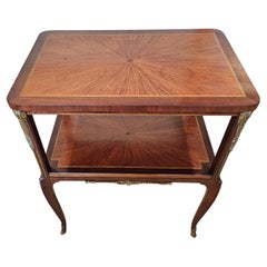 Antique French Art Deco Transitional Parquetry Tiered Tea Table 