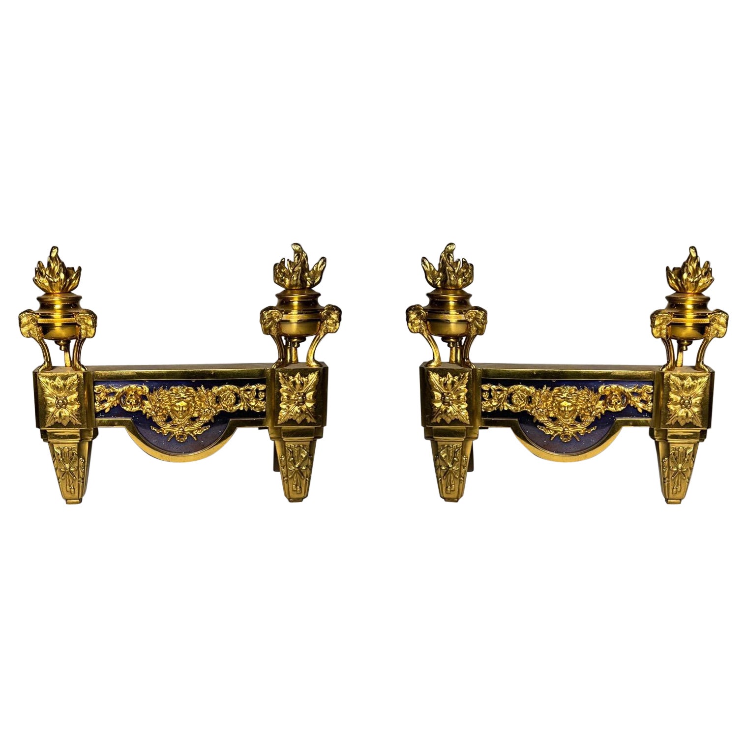 Antique French Louis XVI Andirons circa 1840-1860
