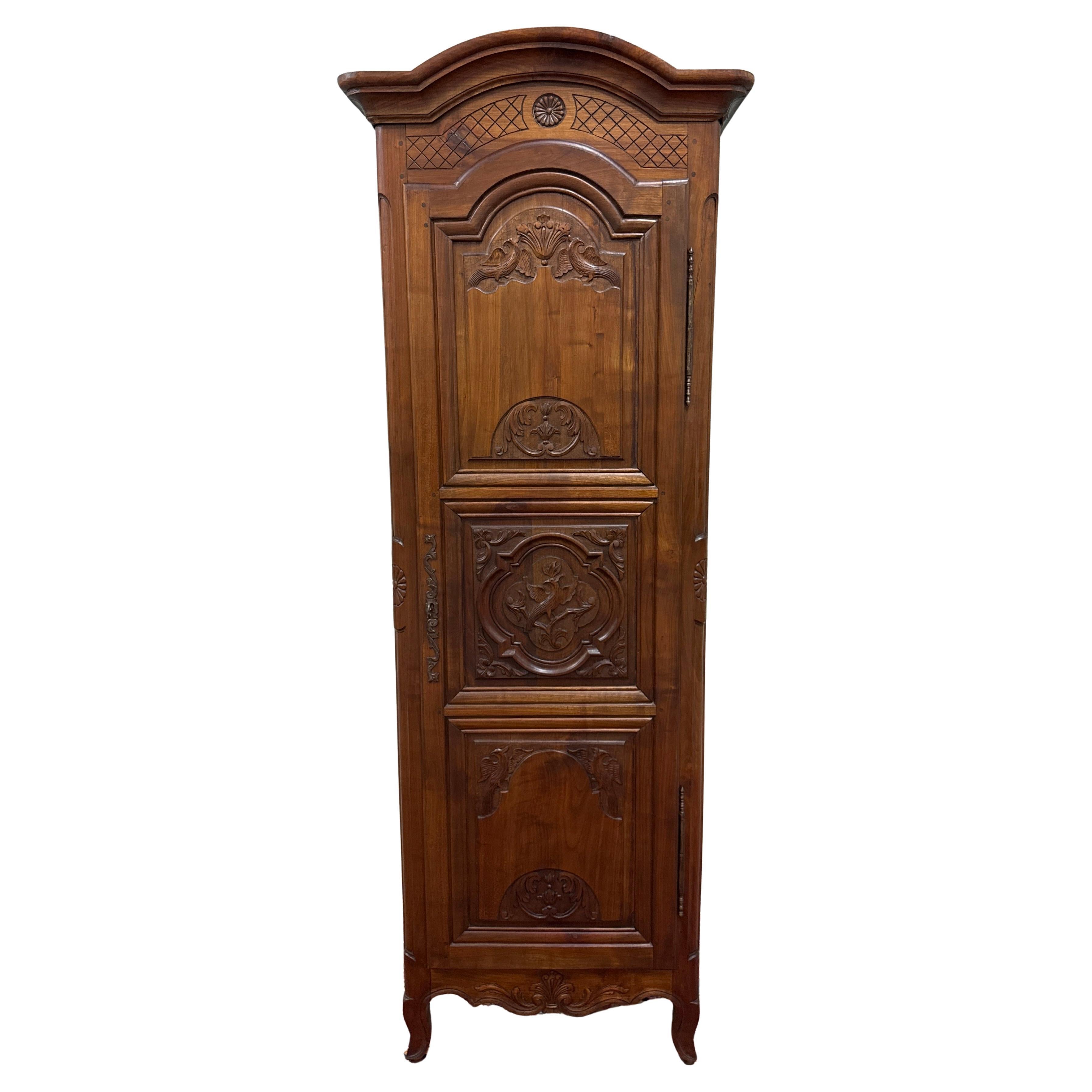 Antique French Louis XVI Armoire Cupboard Linen Cabinet Bonnetiere Caoba