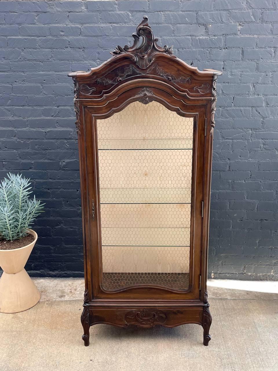Antique French Louis XVI Armoire Display Shelf Cabinet In Good Condition For Sale In Los Angeles, CA