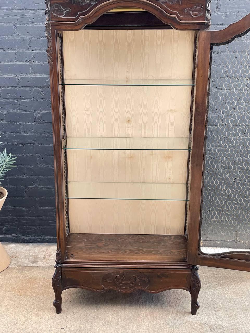 Mid-20th Century Antique French Louis XVI Armoire Display Shelf Cabinet For Sale