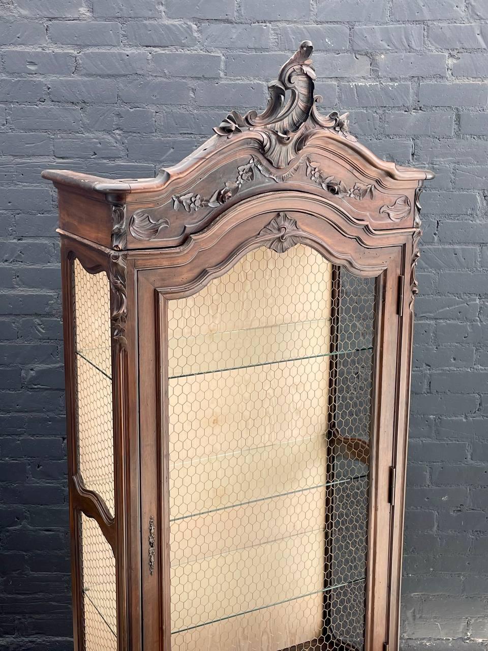 Metal Antique French Louis XVI Armoire Display Shelf Cabinet For Sale