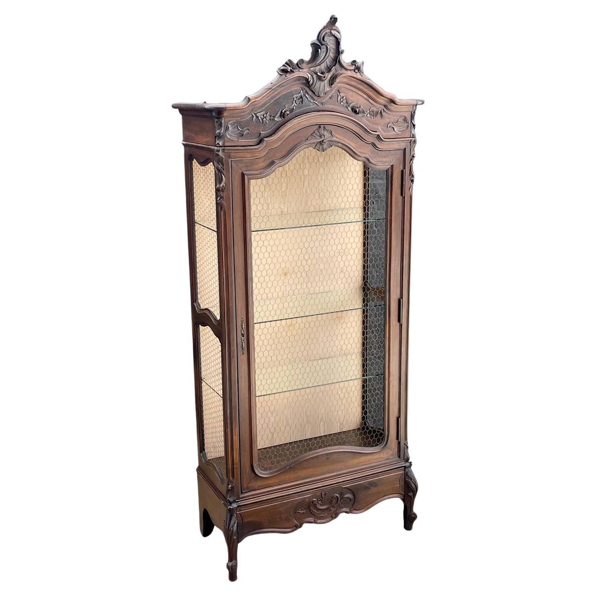 Antique French Louis XVI Armoire Display Shelf Cabinet For Sale