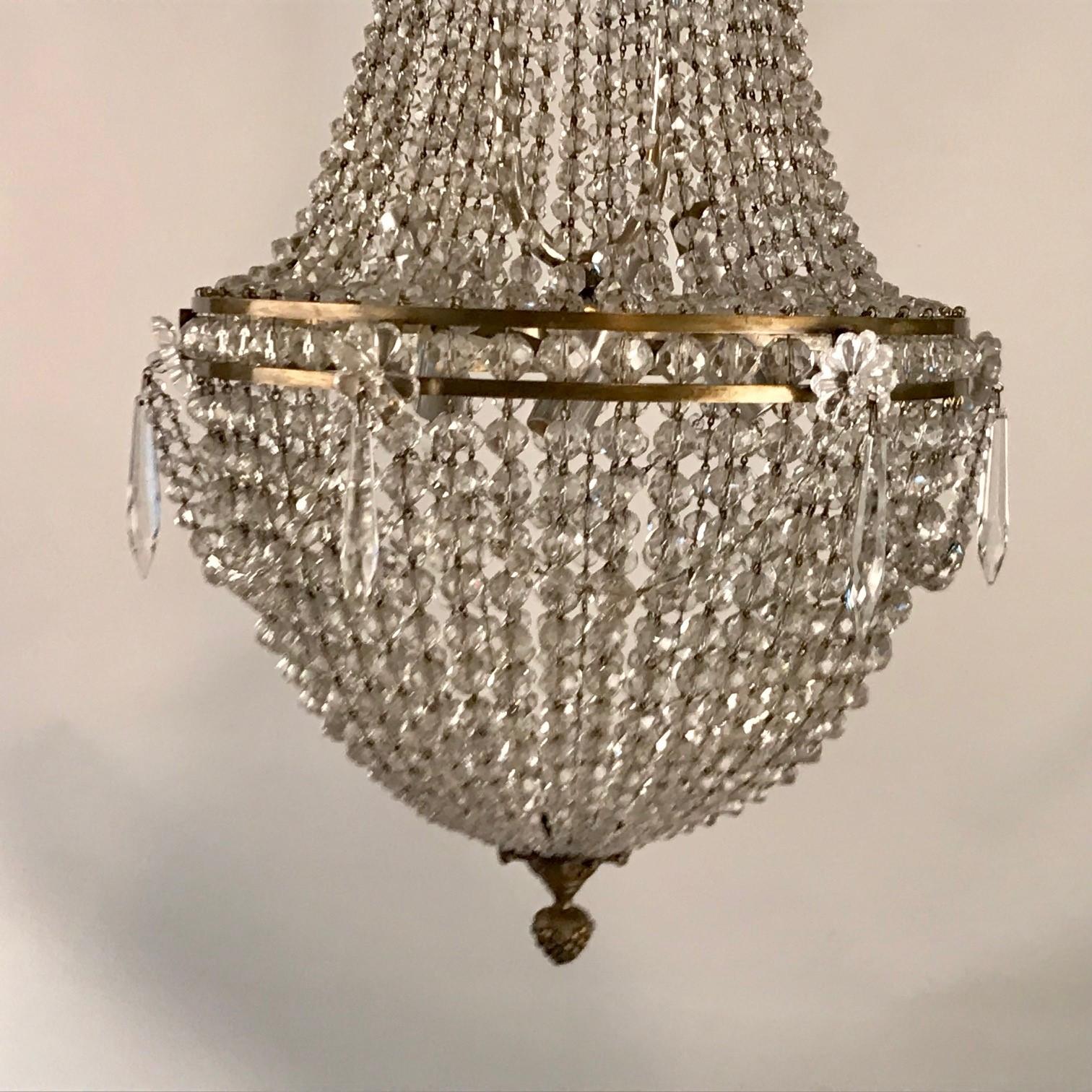 Antique French Louis XVI Basket-Shaped Chandelier For Sale 1