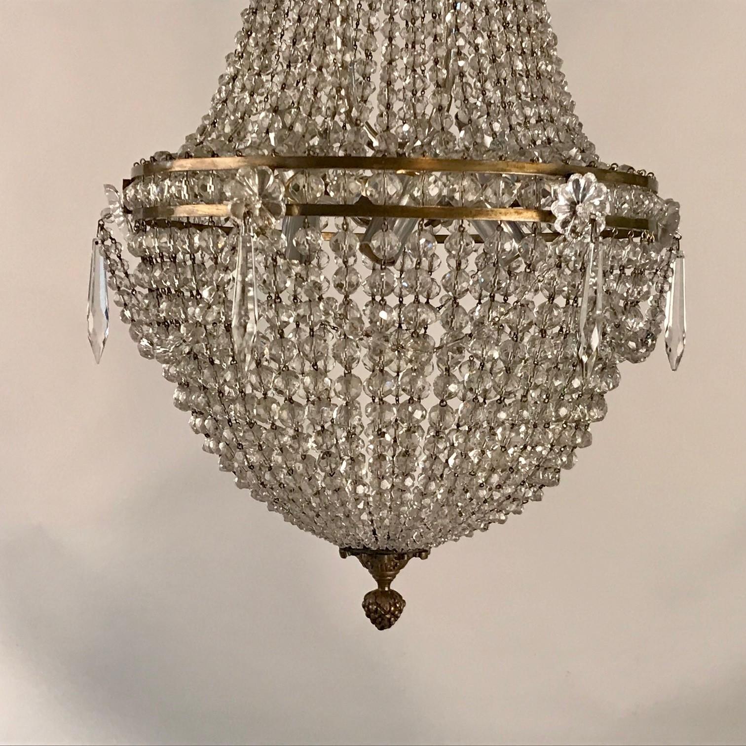 Antique French Louis XVI Basket-Shaped Chandelier For Sale 2