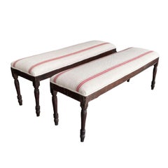 18th Century French Pair of Antique Louis XVI Provencial Walnut Benches
