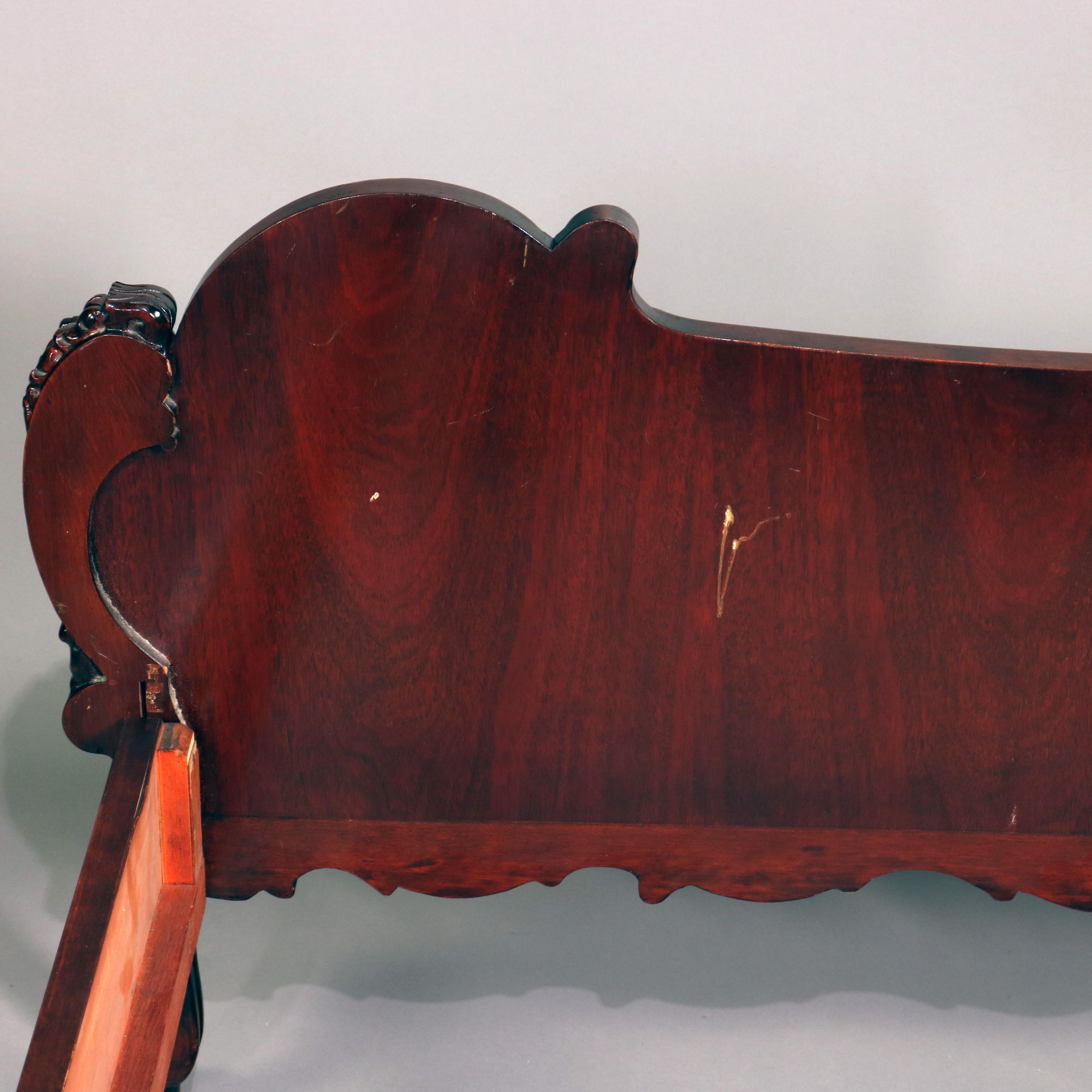 French Louis XVI Berkey and Gay Style Carved Flame Mahogany Bed, circa 1930 2