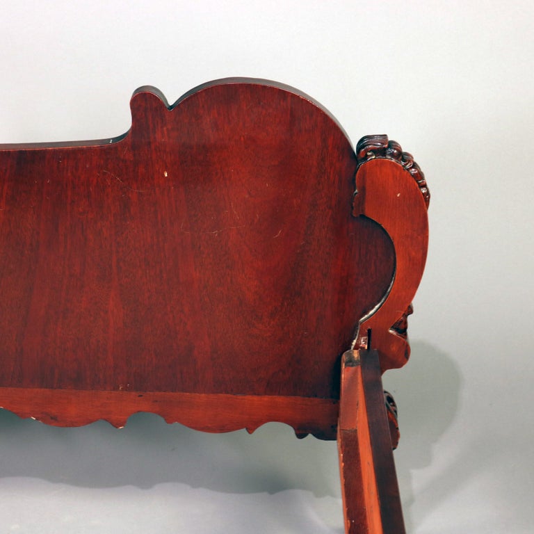 French Louis XVI Berkey and Gay Style Carved Flame Mahogany Bed, circa