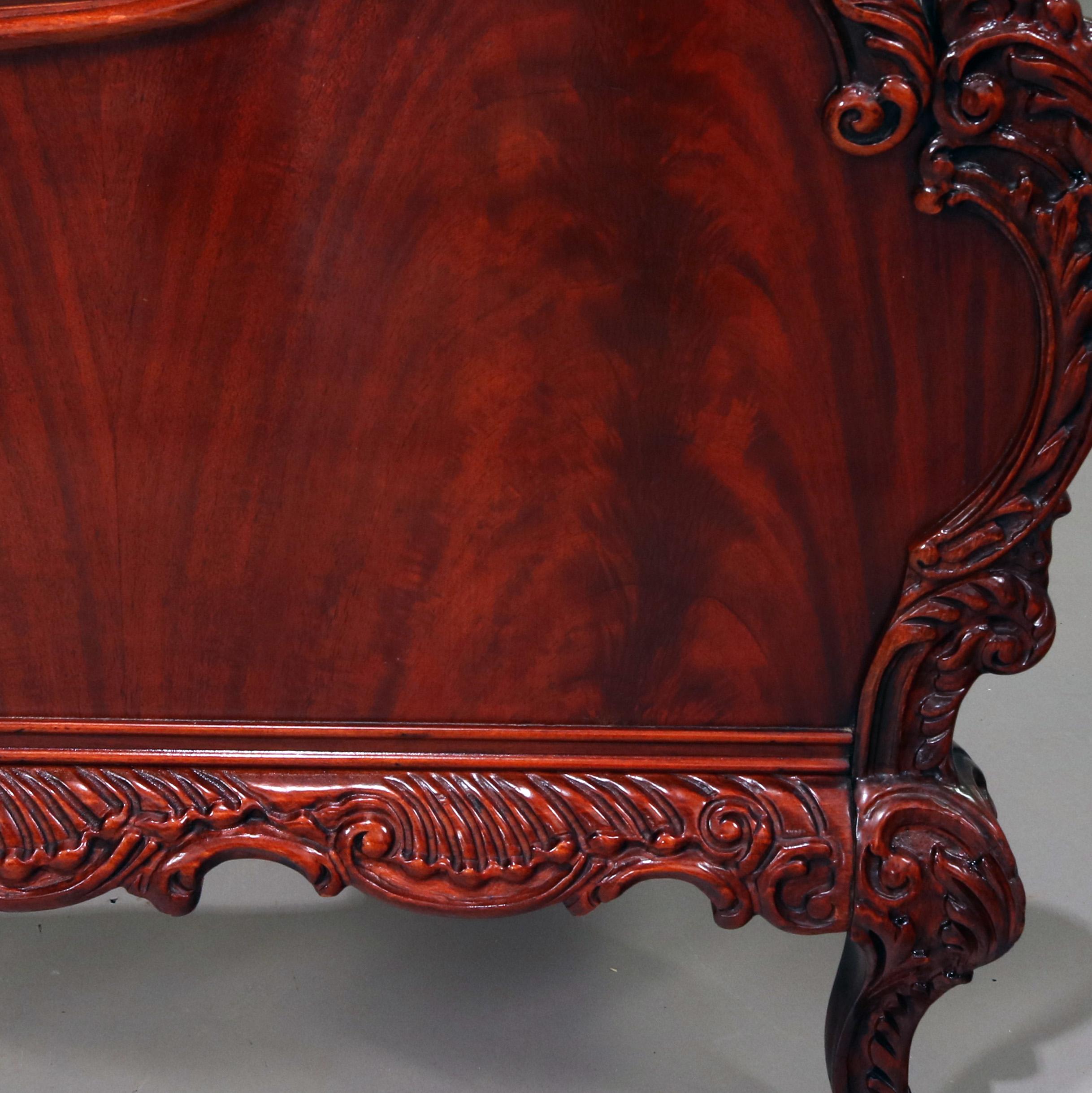 French Louis XVI Berkey and Gay Style Carved Flame Mahogany Bed, circa 1930 4