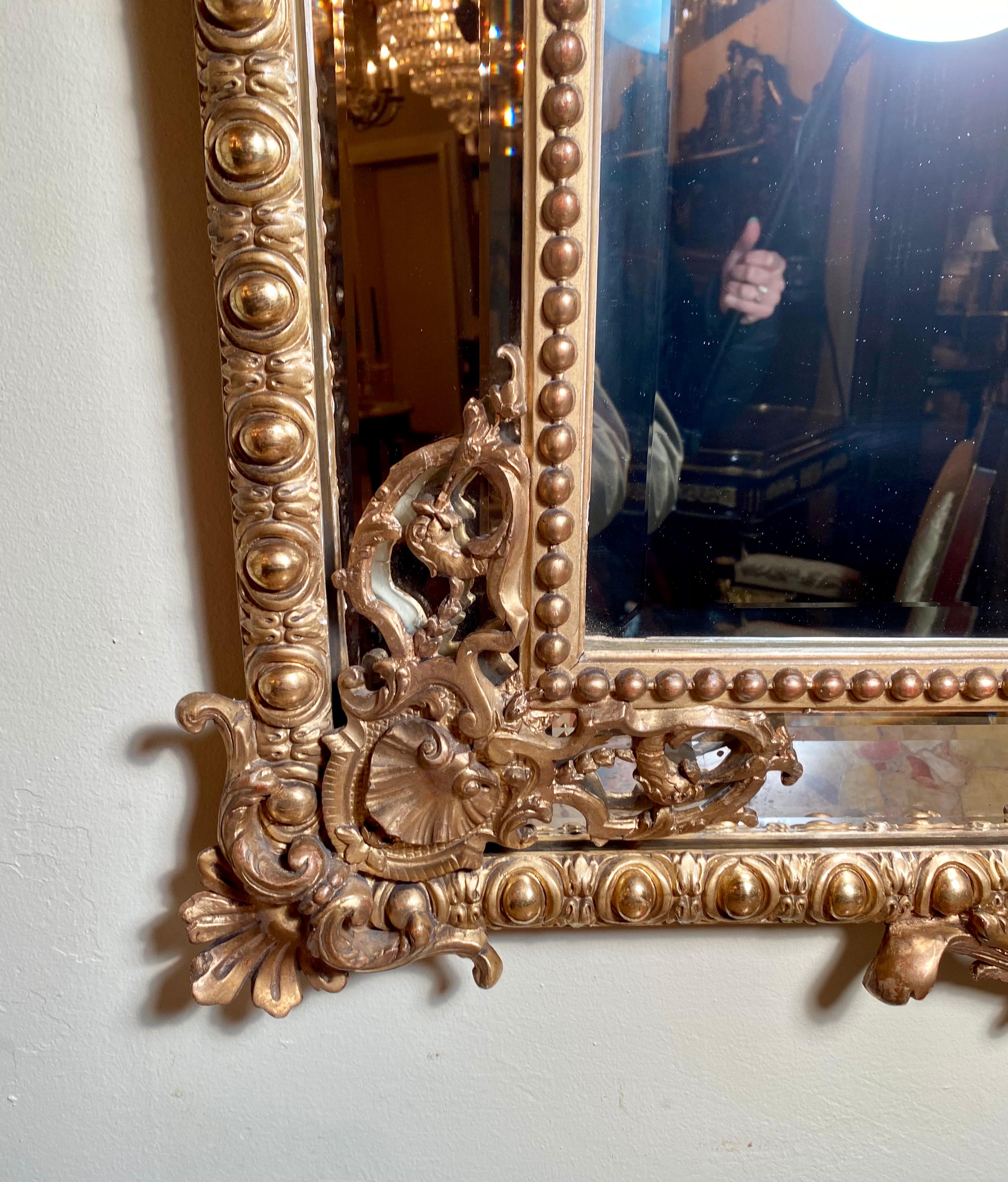 19th Century Antique French Louis XVI Beveled Mirror, circa 1880