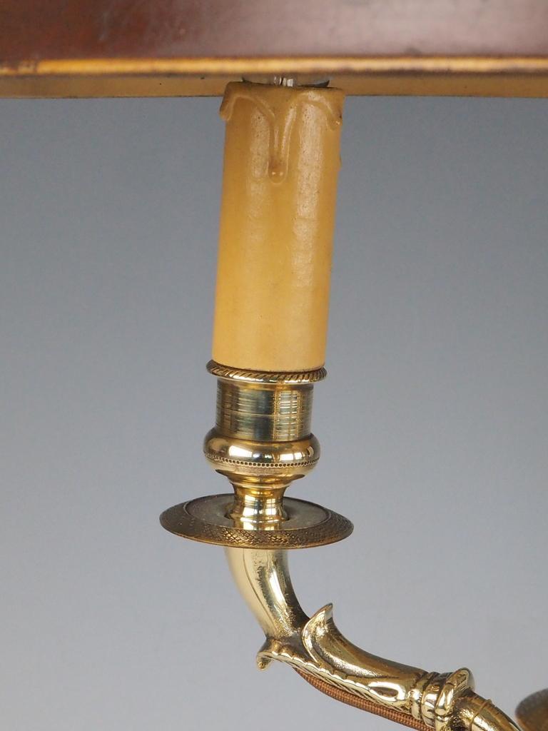 Antique French Louis XVI Bouillotte Lamp - Ormolu & Tole Shade Table Light en venta 4