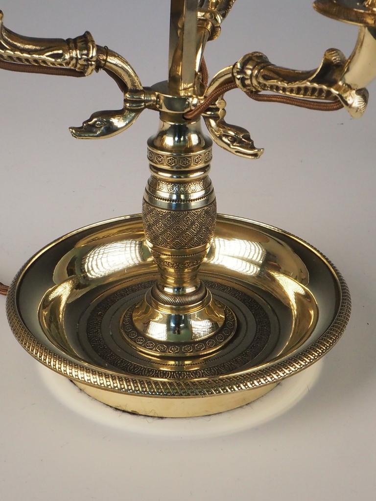 Antique French Louis XVI Bouillotte Lamp - Ormolu & Tole Shade Table Light en venta 10