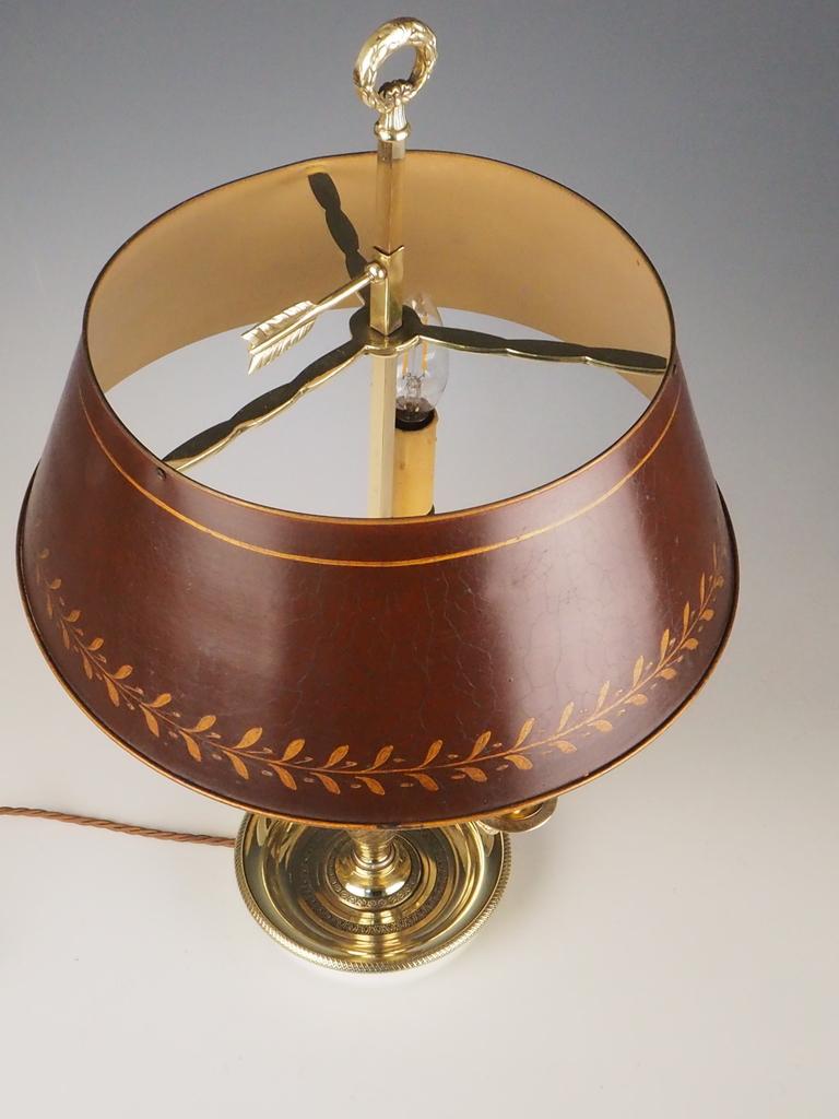 Antique French Louis XVI Bouillotte Lamp - Ormolu & Tole Shade Table Light en venta 12