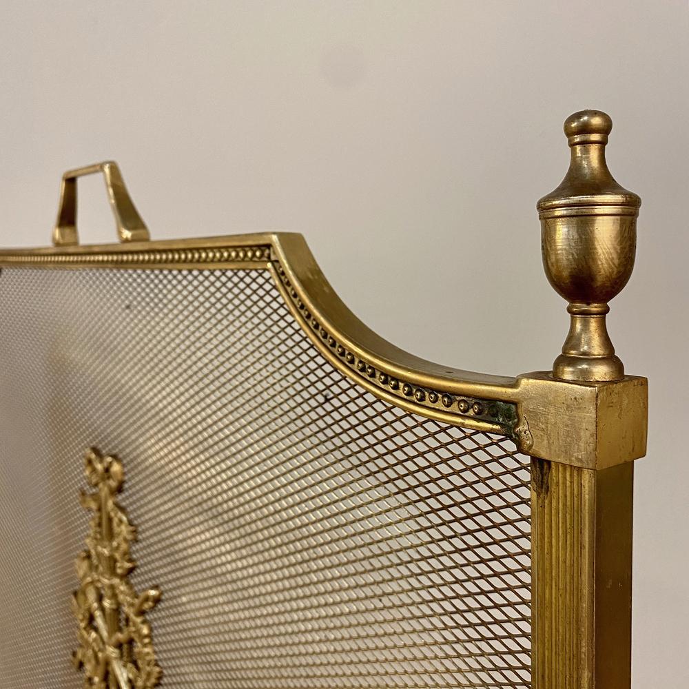 Antique French Louis XVI Brass and Bronze Firescreen 5