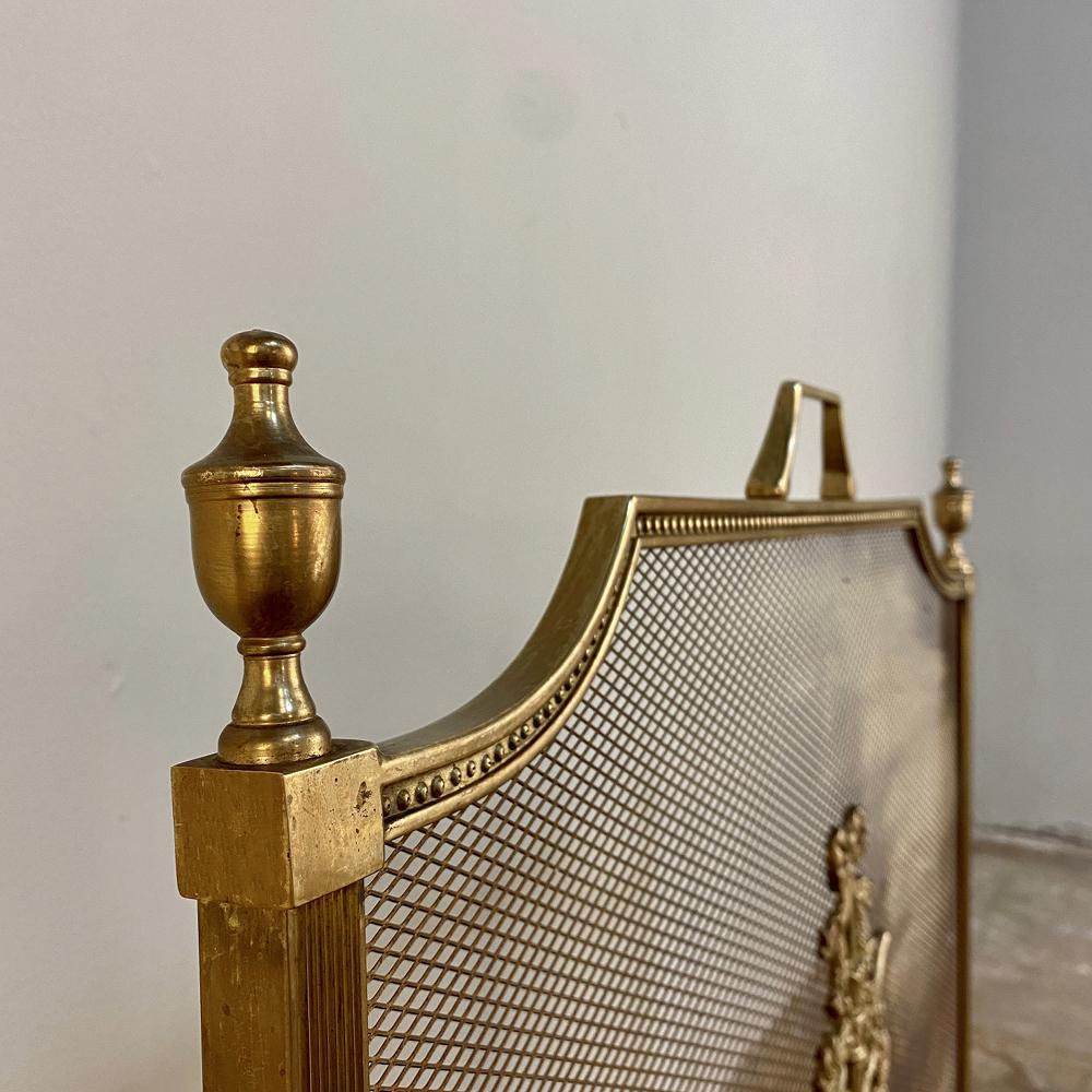 Antique French Louis XVI Brass and Bronze Firescreen 3