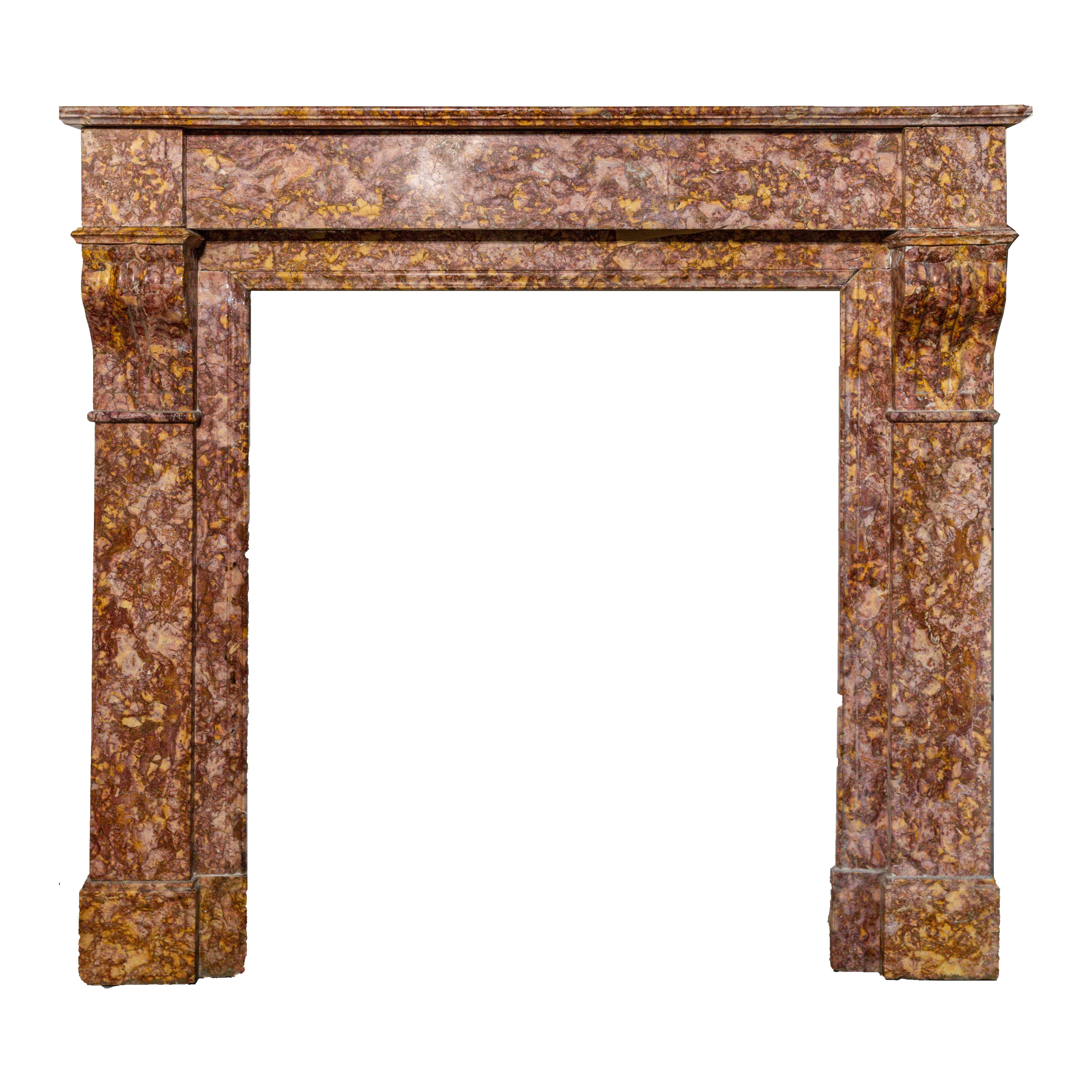 Antique French Louis XVI Brocatello Marble fireplace  Mantel In Good Condition For Sale In New York, NY