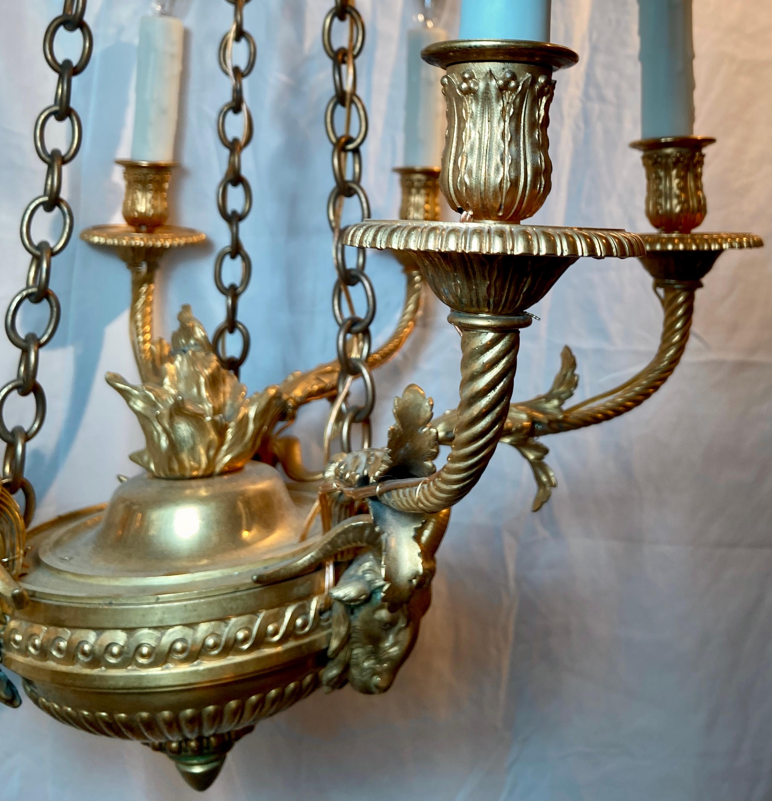 Antique French Louis XVI Bronze D' Ore 6-Light Chandelier, Circa 1890 In Good Condition For Sale In New Orleans, LA