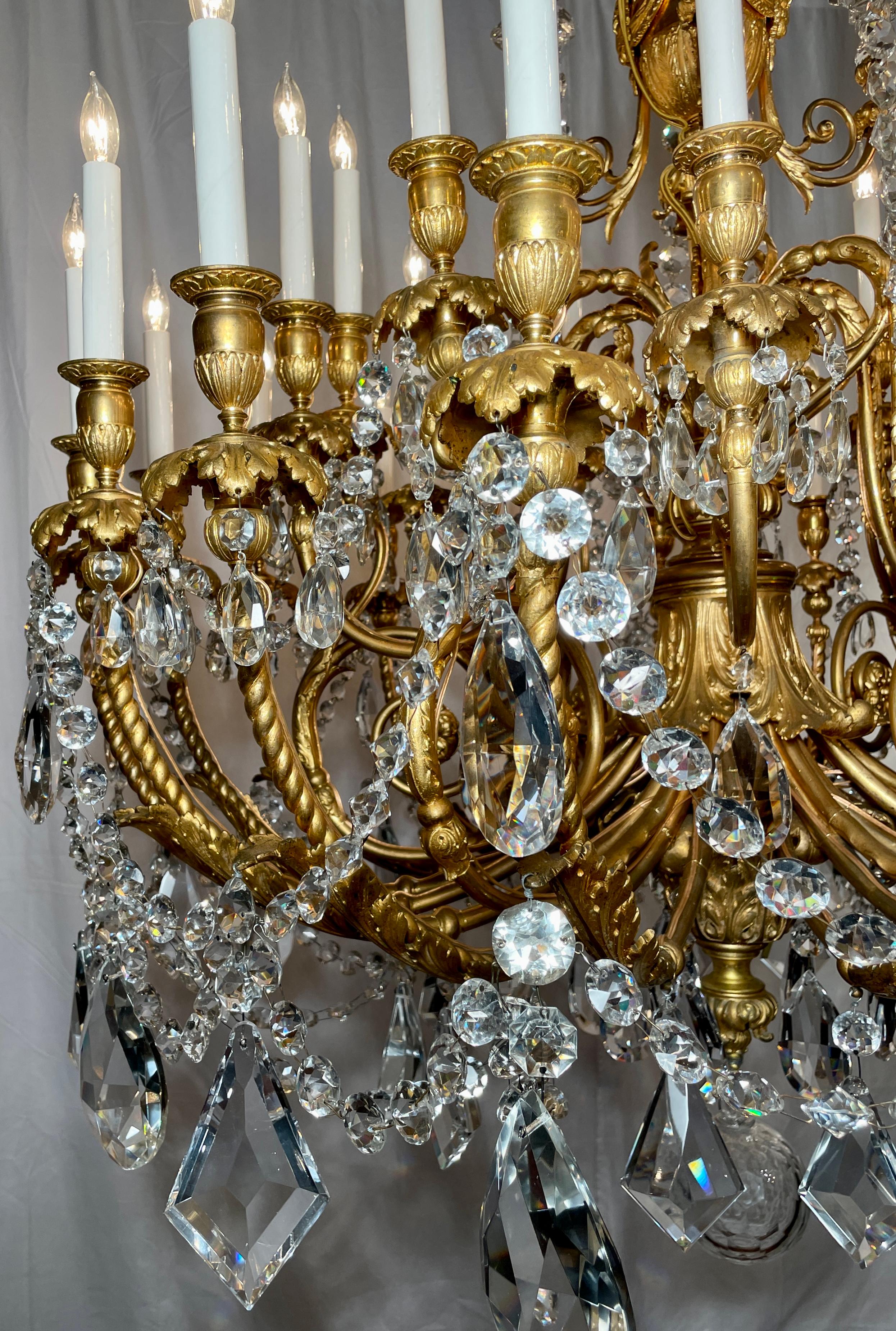 Antique French Louis XVI Bronze D' Ore & Baccarat Crystal Chandelier, Circa 1890 For Sale 1