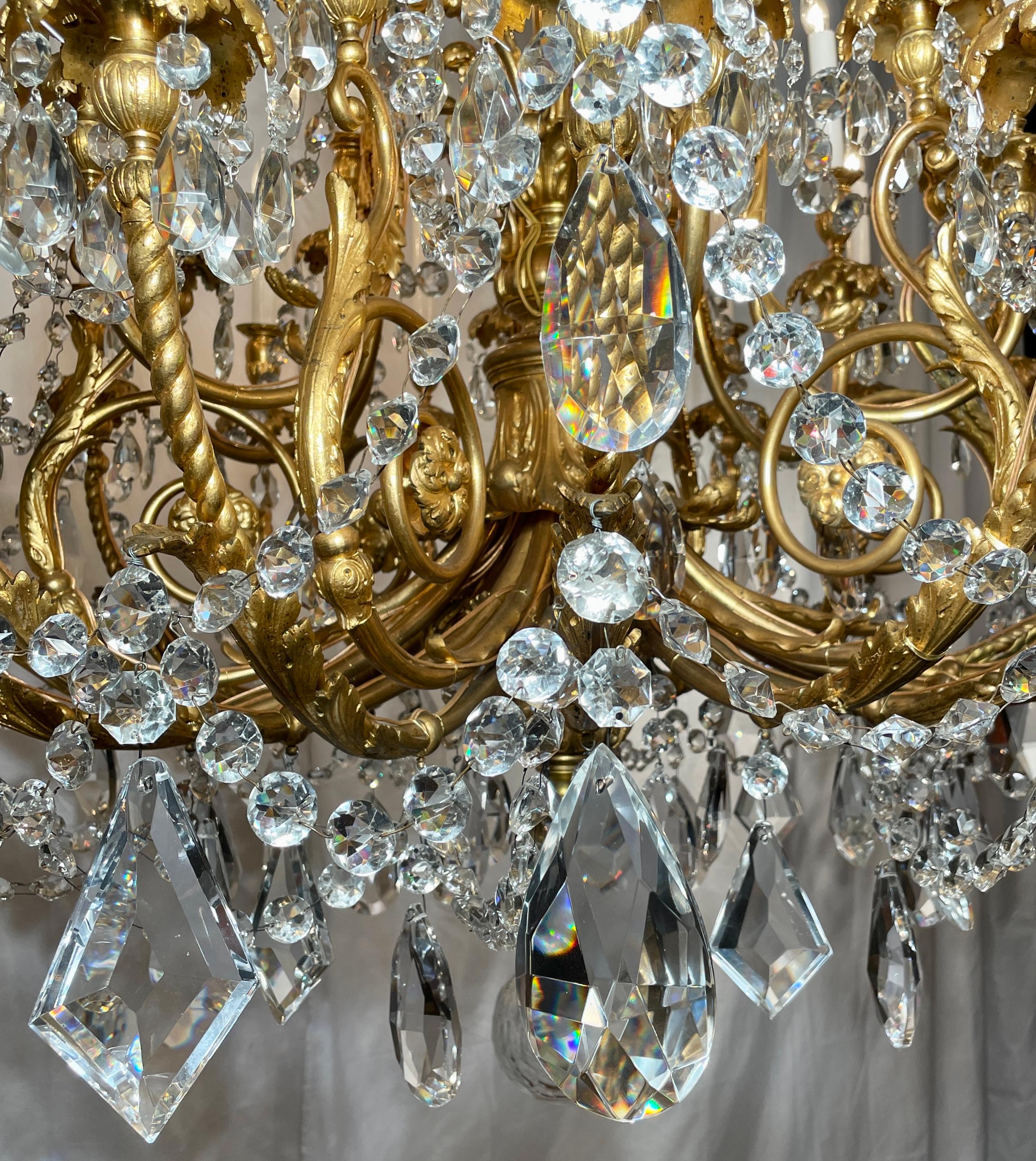 Antique French Louis XVI Bronze D' Ore & Baccarat Crystal Chandelier, Circa 1890 For Sale 2