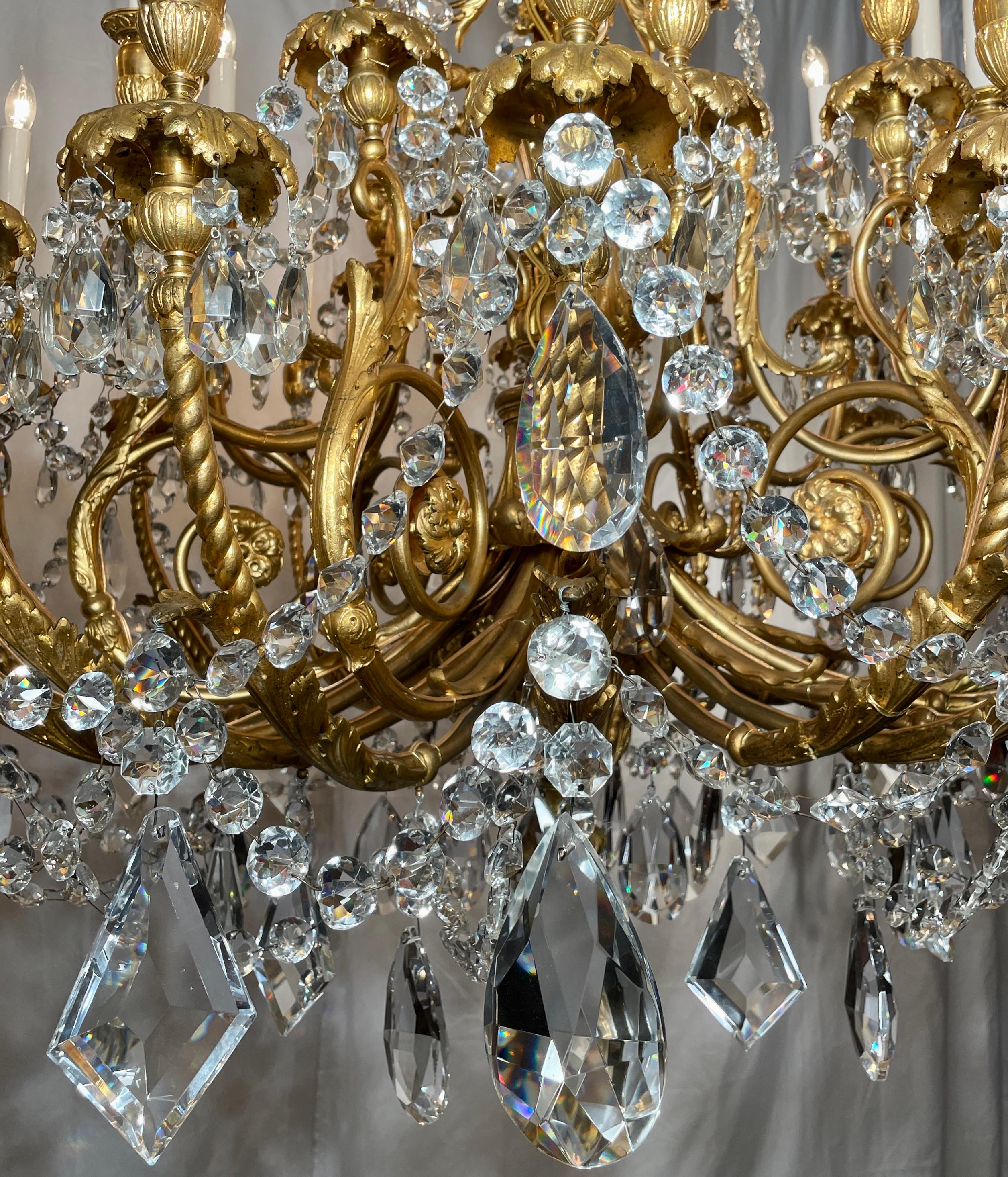 Antique French Louis XVI Bronze D' Ore & Baccarat Crystal Chandelier, Circa 1890 For Sale 3