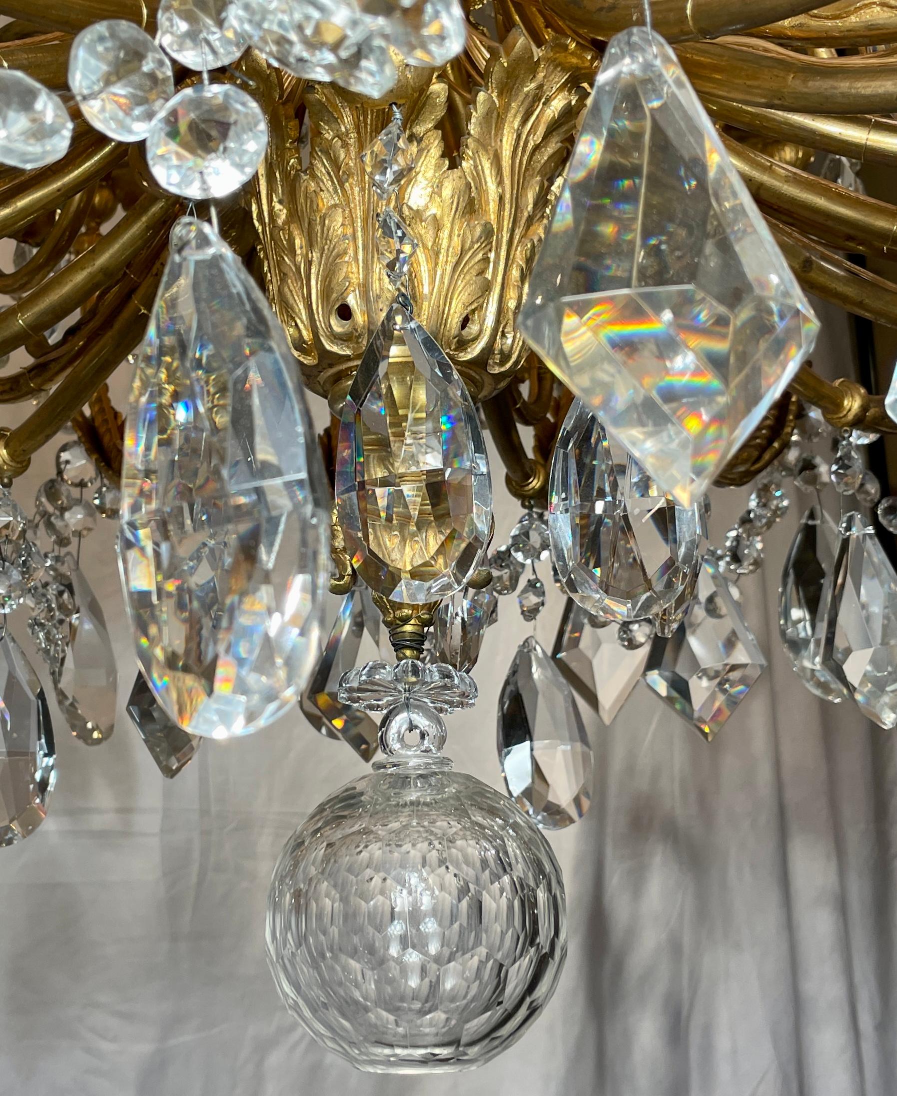 Antique French Louis XVI Bronze D' Ore & Baccarat Crystal Chandelier, Circa 1890 For Sale 4