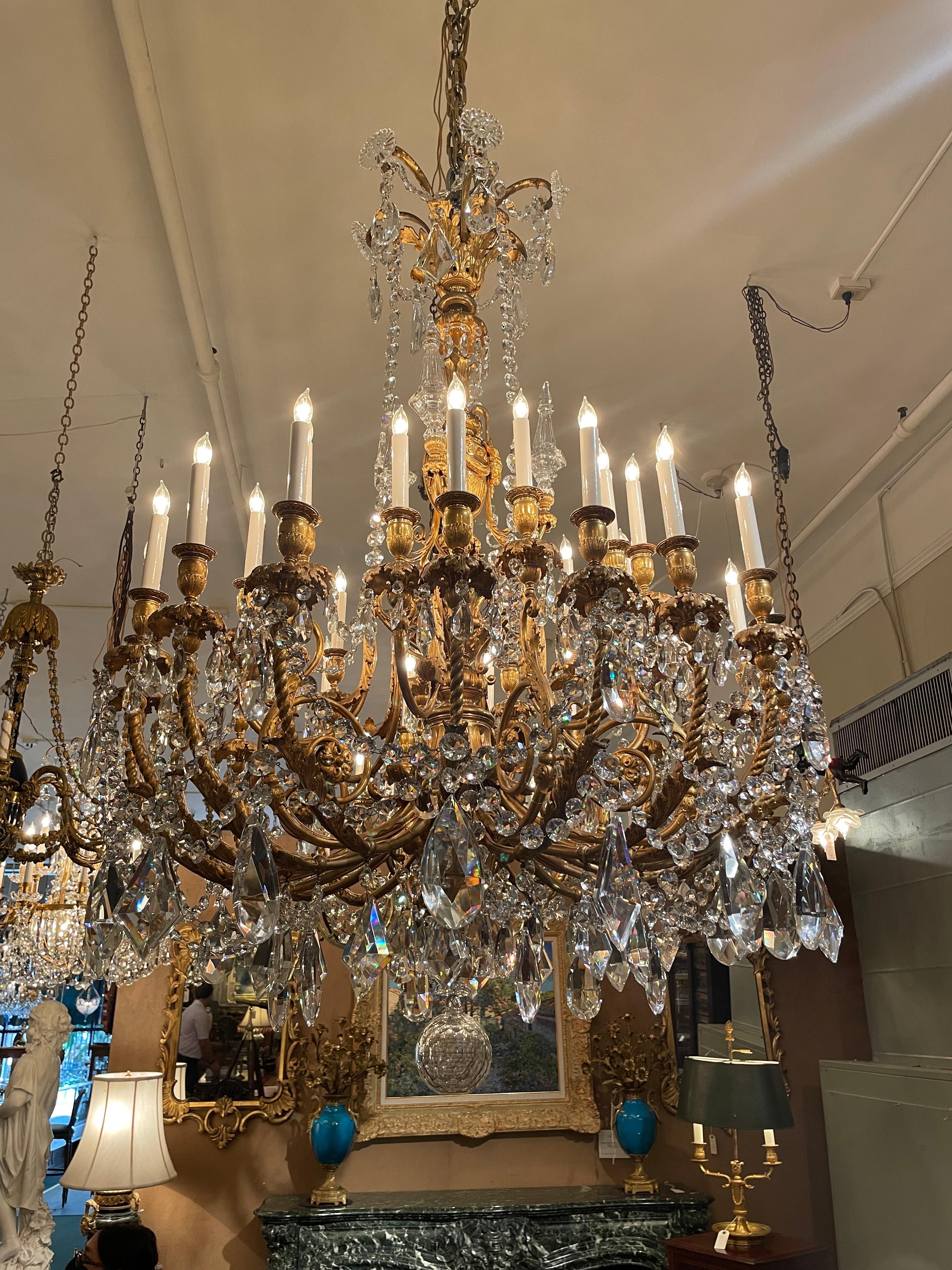 Antique French Louis XVI Bronze D' Ore & Baccarat Crystal Chandelier, Circa 1890 For Sale 5