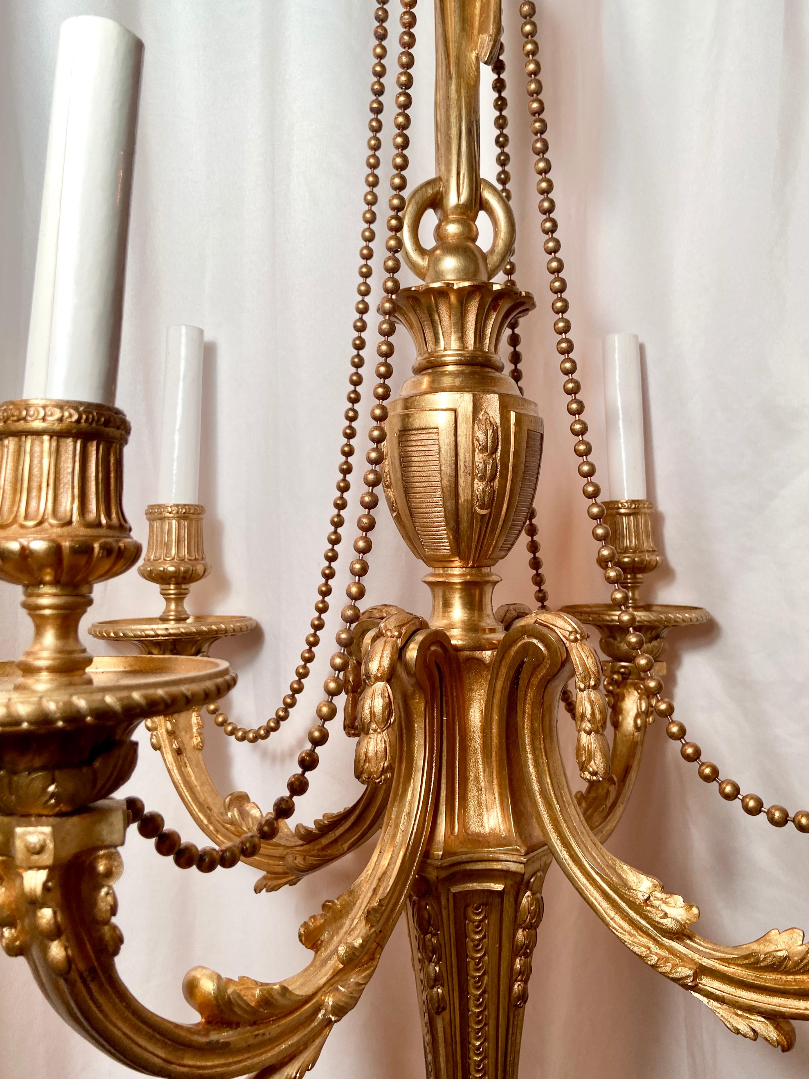 Antique French Louis XVI Bronze D' Ore Chandelier, Circa 1880 In Good Condition In New Orleans, LA